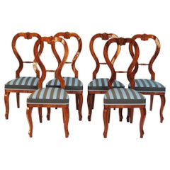 Ensemble de six chaises Biedermeier, fabriquées en Tchèque, années 1840, cerisier