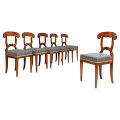 Set of Six Biedermeier Chairs, Walnut, Nice Patina, circa 1830