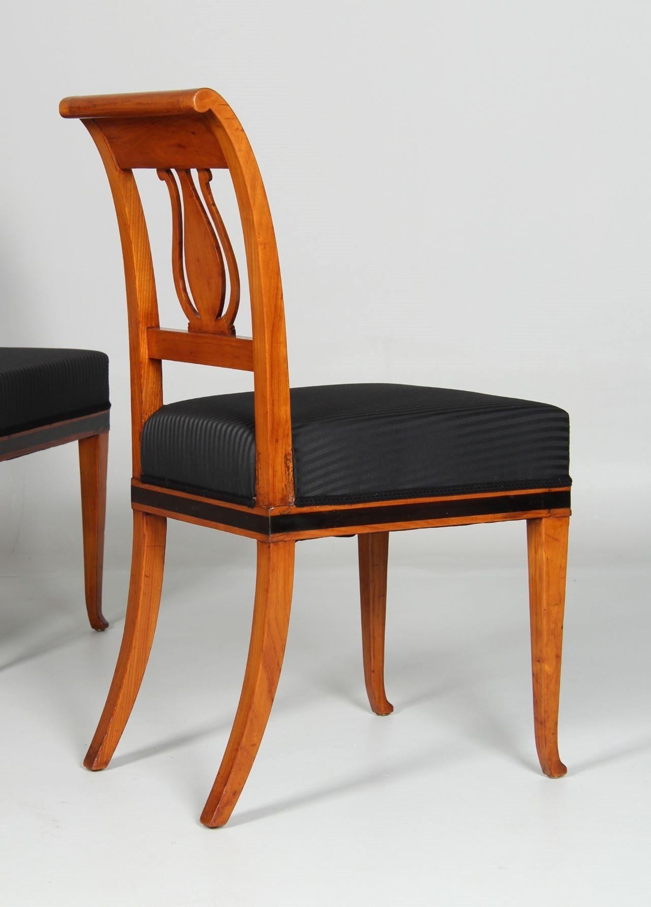 Set of Six Biedermeier Chairs with Inlays, Cherry, Germany, circa 1830 For Sale 1