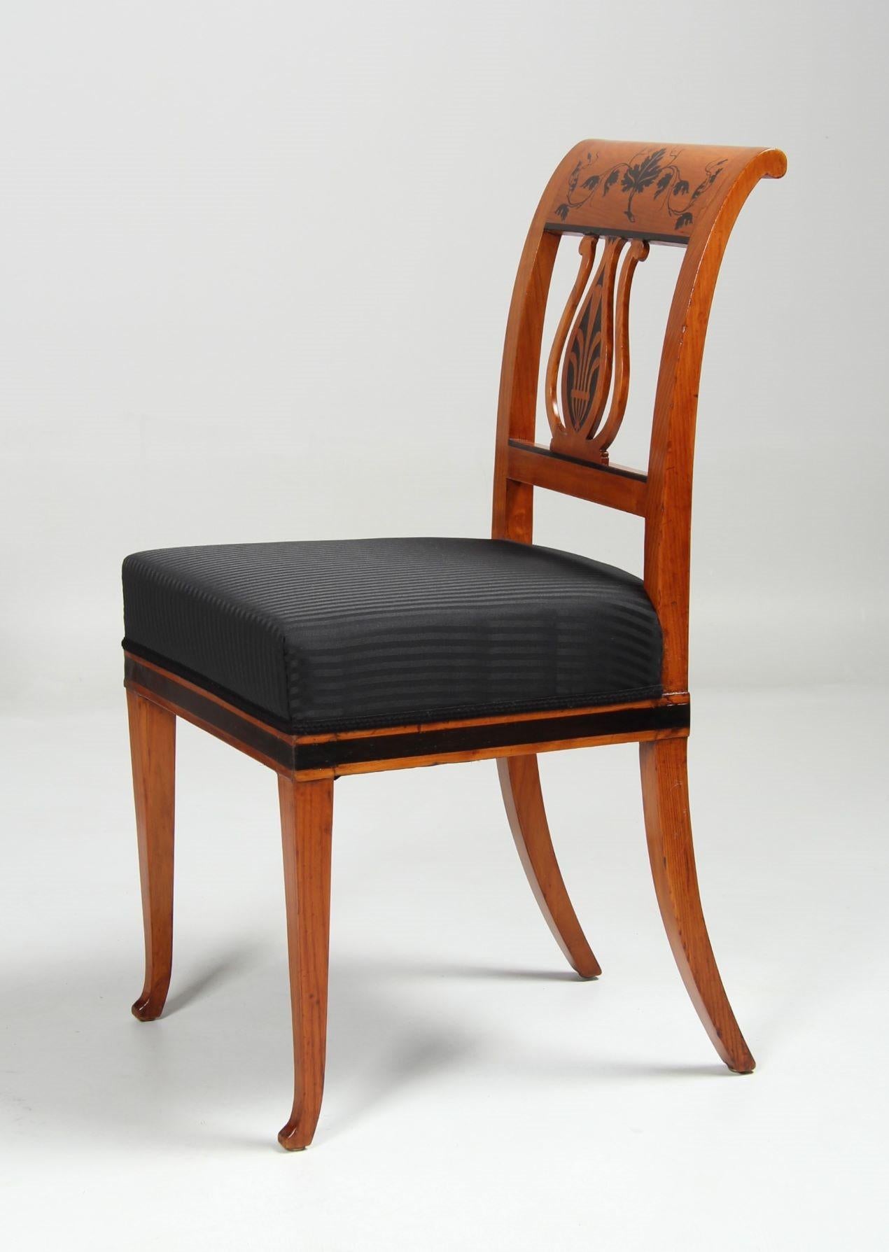 Set of Six Biedermeier Chairs with Inlays, Cherry, Germany, circa 1830 For Sale 3