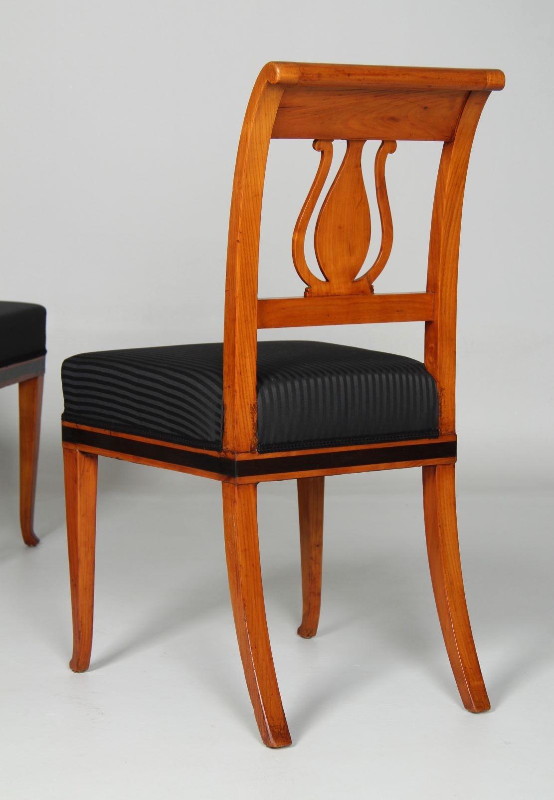 Set of Six Biedermeier Chairs with Inlays, Cherry, Germany, circa 1830 For Sale 4