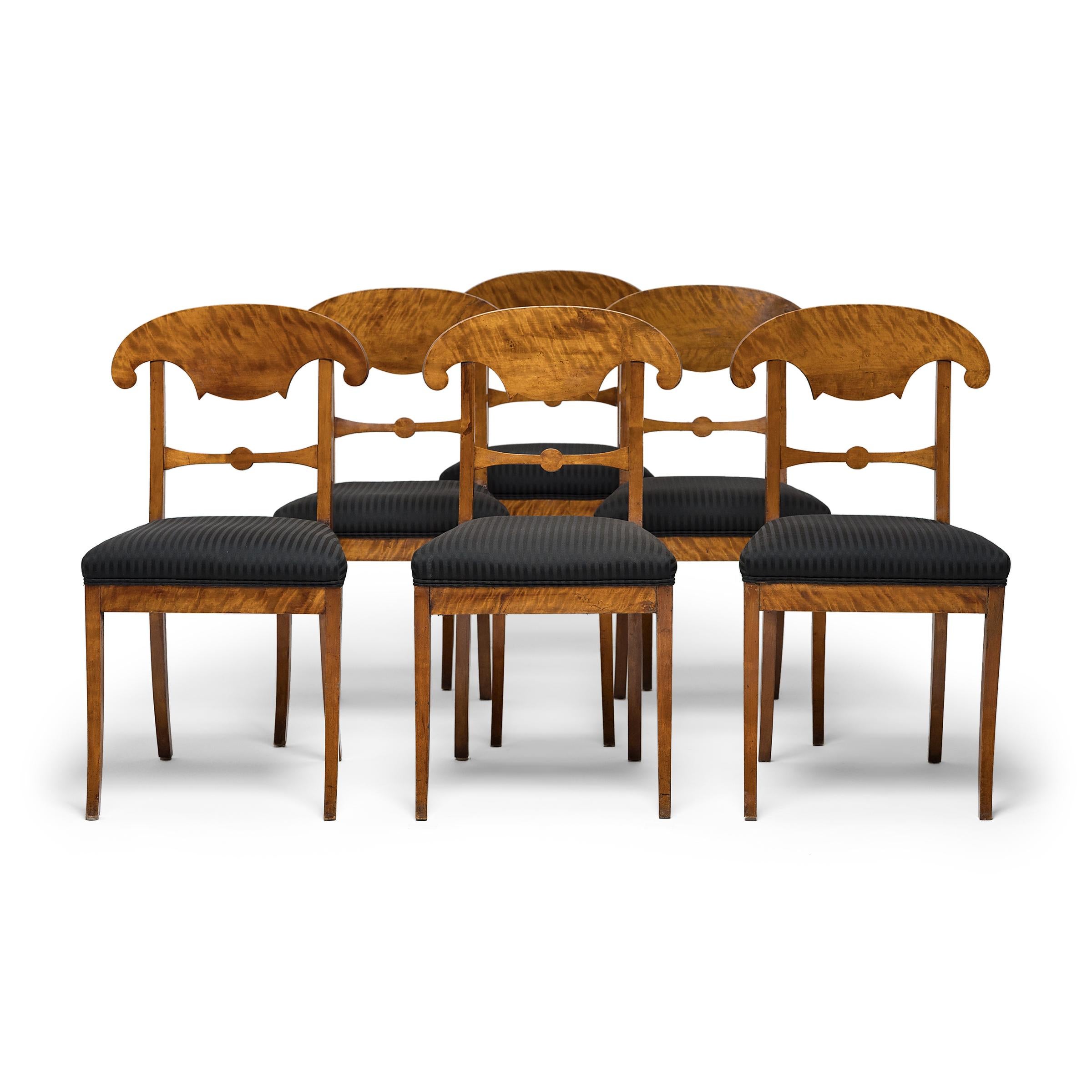 European Set of Six Biedermeier Dining Chairs, c. 1850