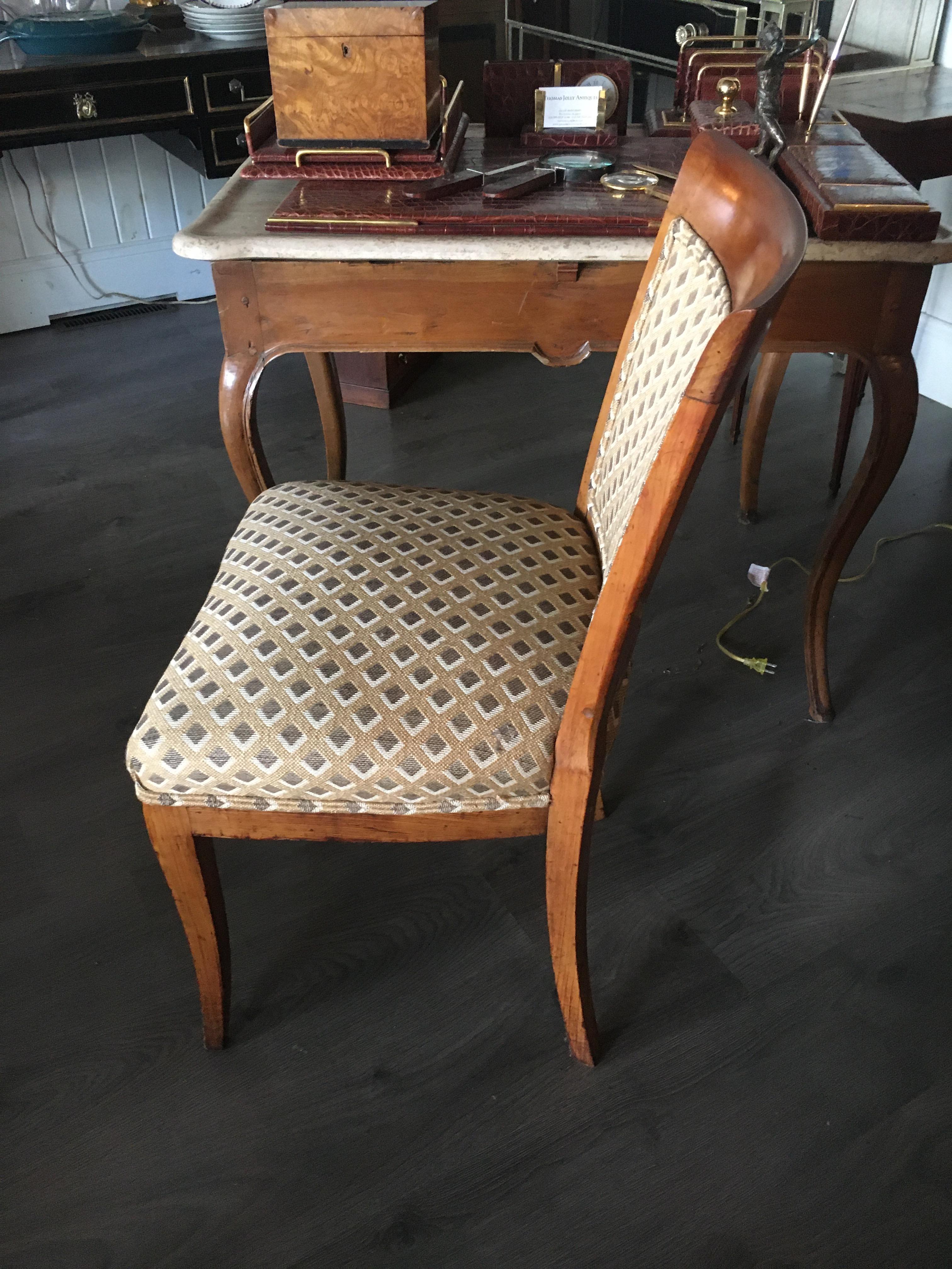 Austrian Set of Six Northern Italian Fruitwood Dining Chairs, Great Scale For Comfort. For Sale
