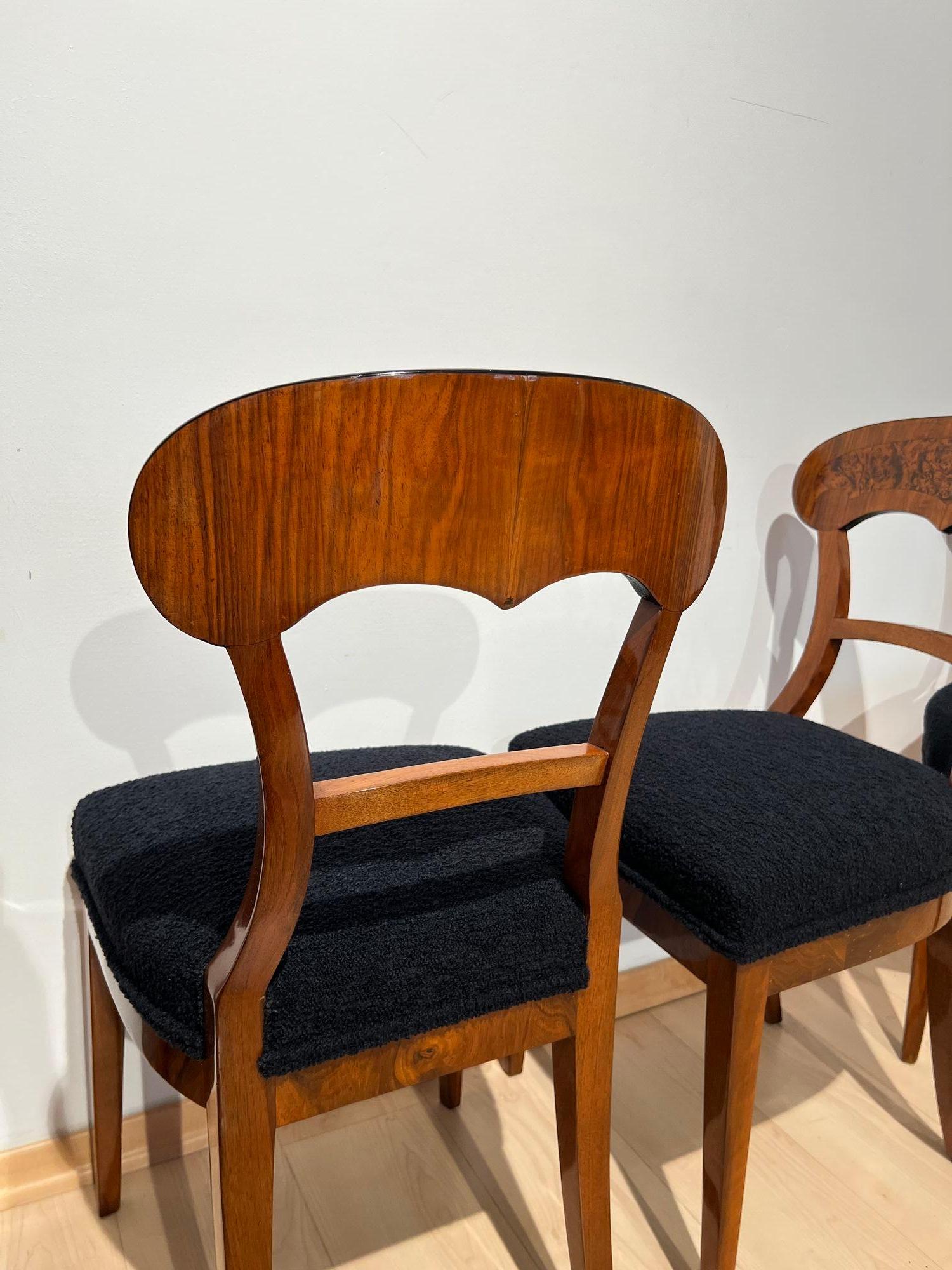 Set of Six Biedermeier Shovel Chairs, Walnut, Roots Veneer, South Germany, 1840s For Sale 6
