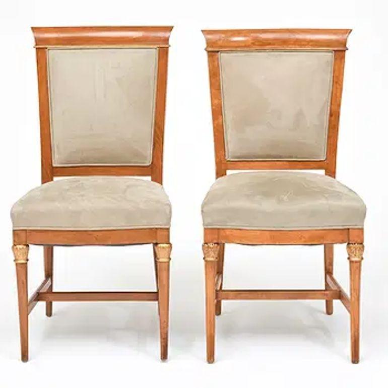 Ensemble de six chaises de style Biedermeier avec tapisserie en daim en vente 1