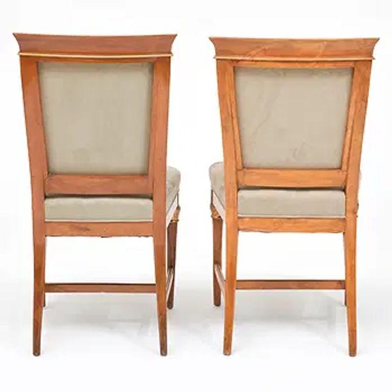 Ensemble de six chaises de style Biedermeier avec tapisserie en daim en vente 3