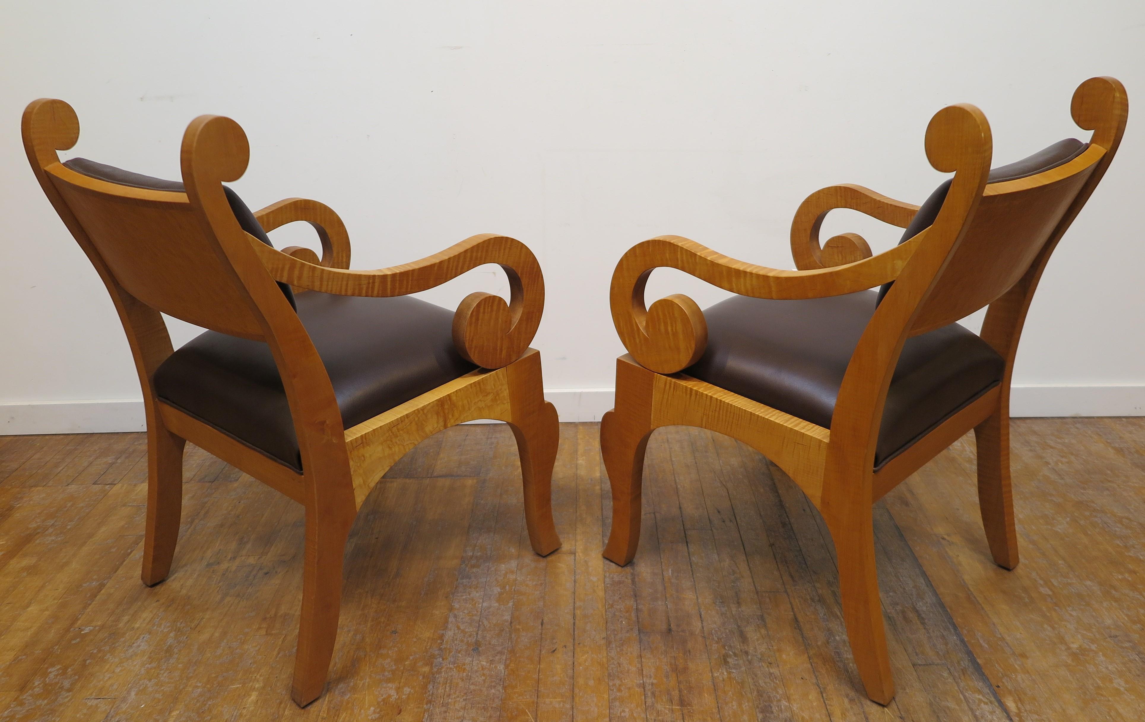 Maple Set of Six Biedermeier Style Dinning Chairs For Sale