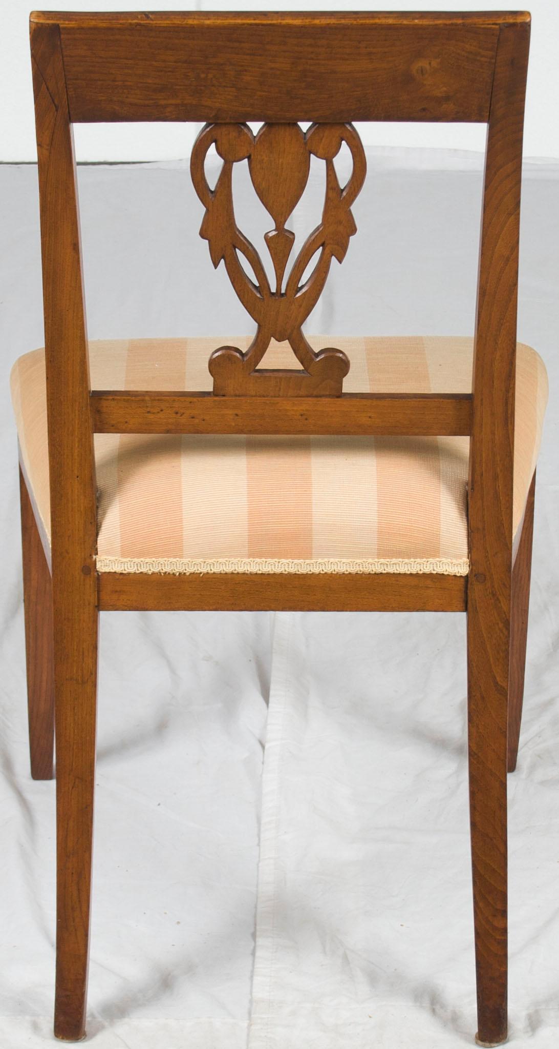 Mid-20th Century Set of Six Biedermeier Style Oak and Brass Dining Room Kitchen Chairs For Sale