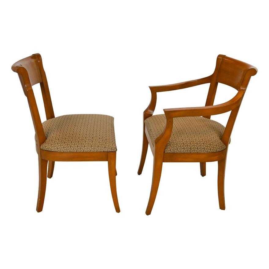 American Set of Six Biedermeier Style Birch Dining Chairs 2 Arm / 4 Side Mid 20th Century For Sale