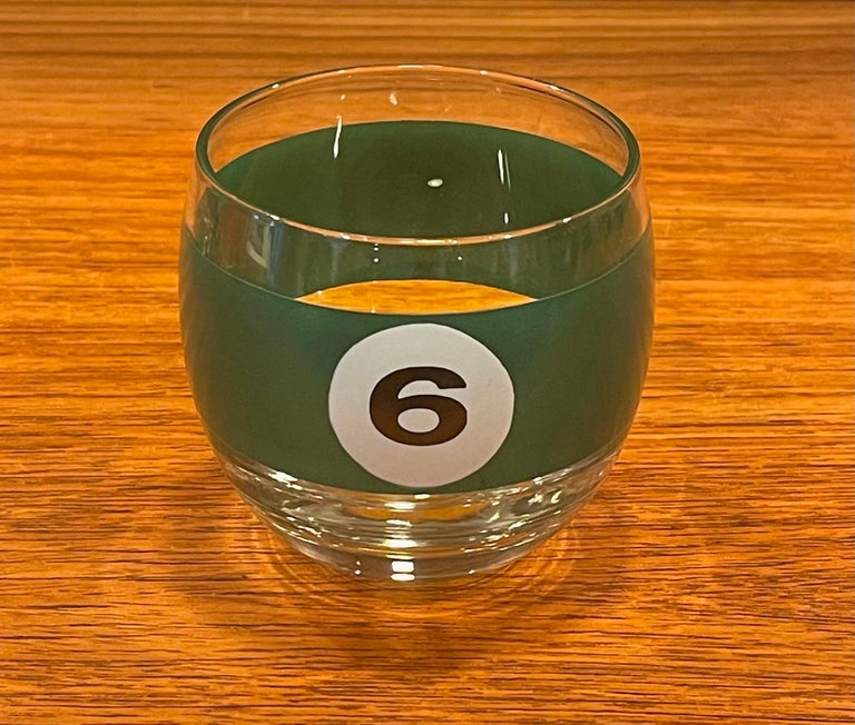 Set of Six Billiard / Pool Balls Roly Poly Cocktail Glasses by Cera at