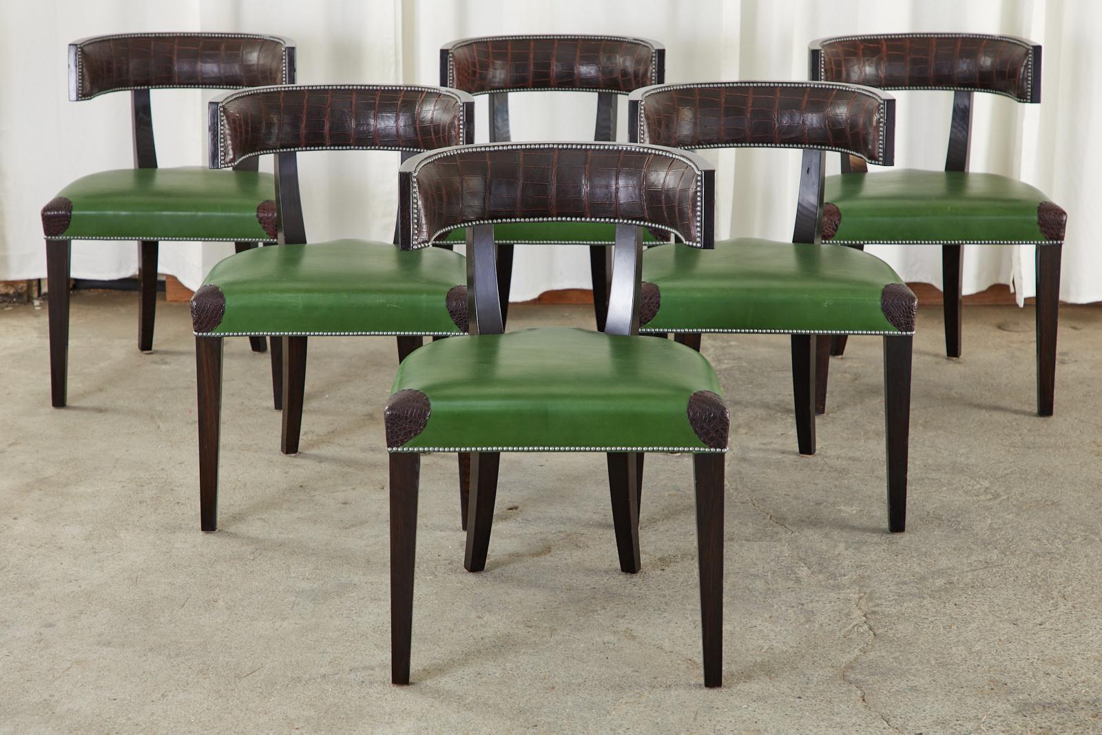 American Set of Six Billy Haines Attributed Hollywood Regency Dining Chairs