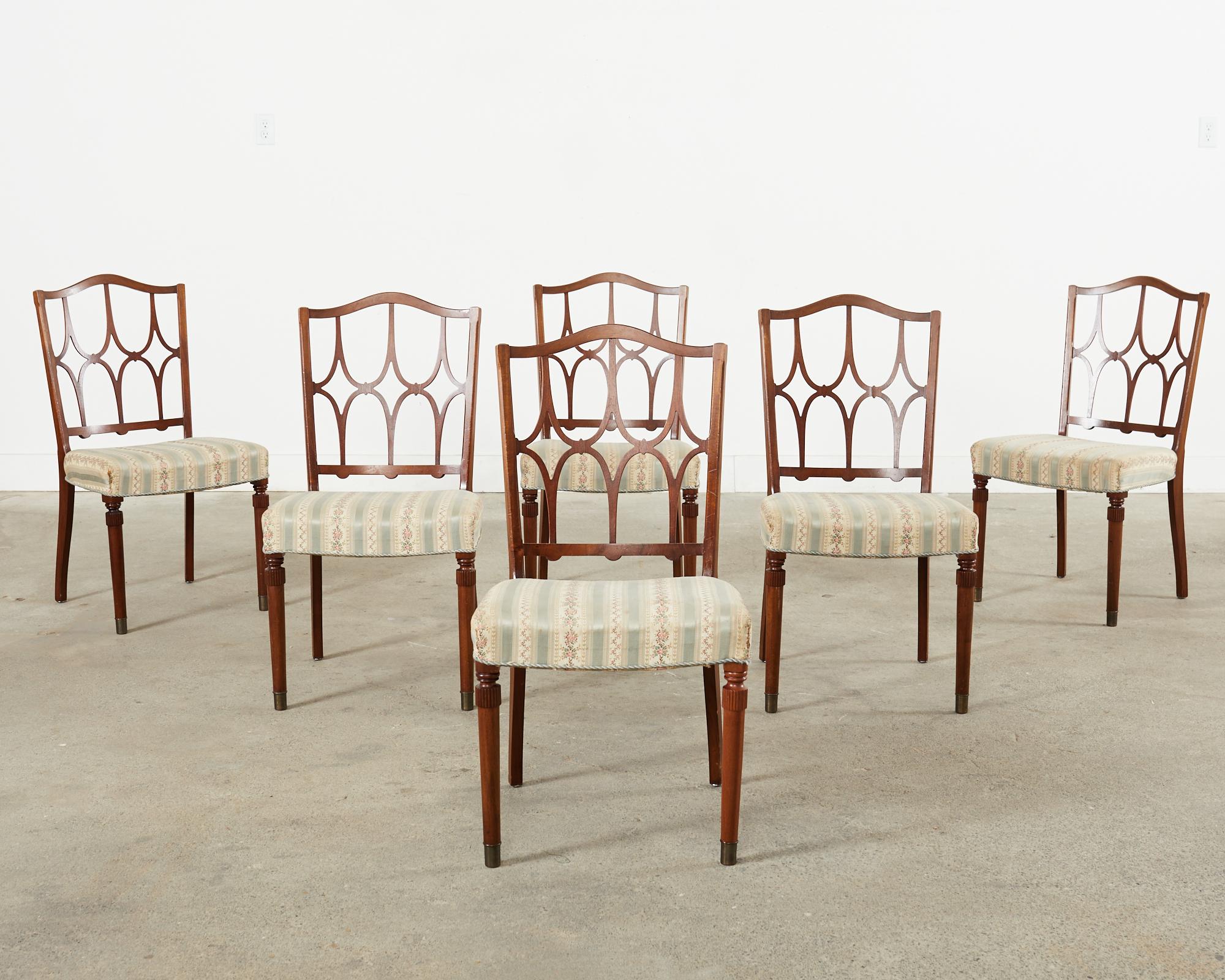 Mid-Century Modern Set of Six Billy Haines Style Midcentury Dining Chairs For Sale