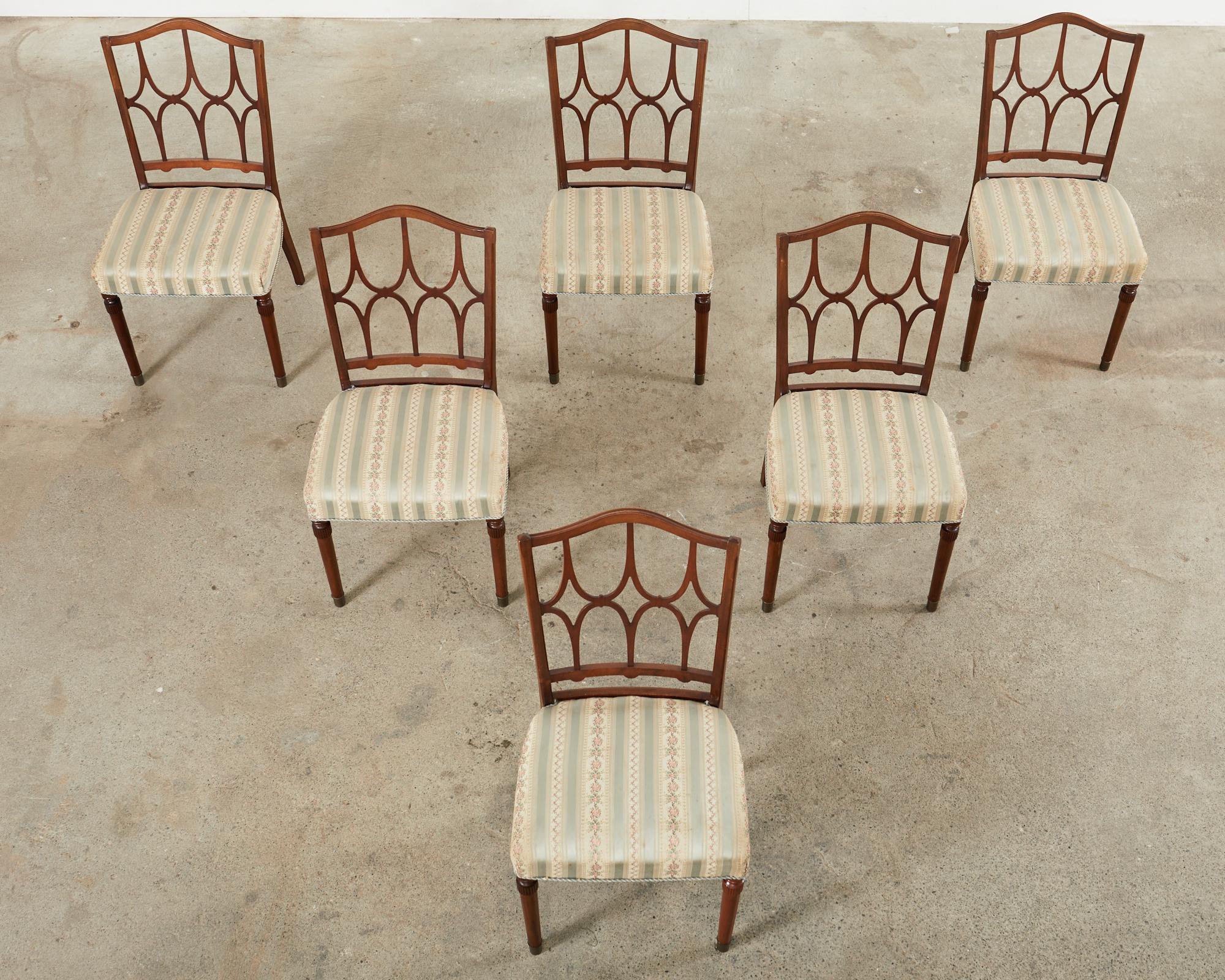 Italian Set of Six Billy Haines Style Midcentury Dining Chairs For Sale