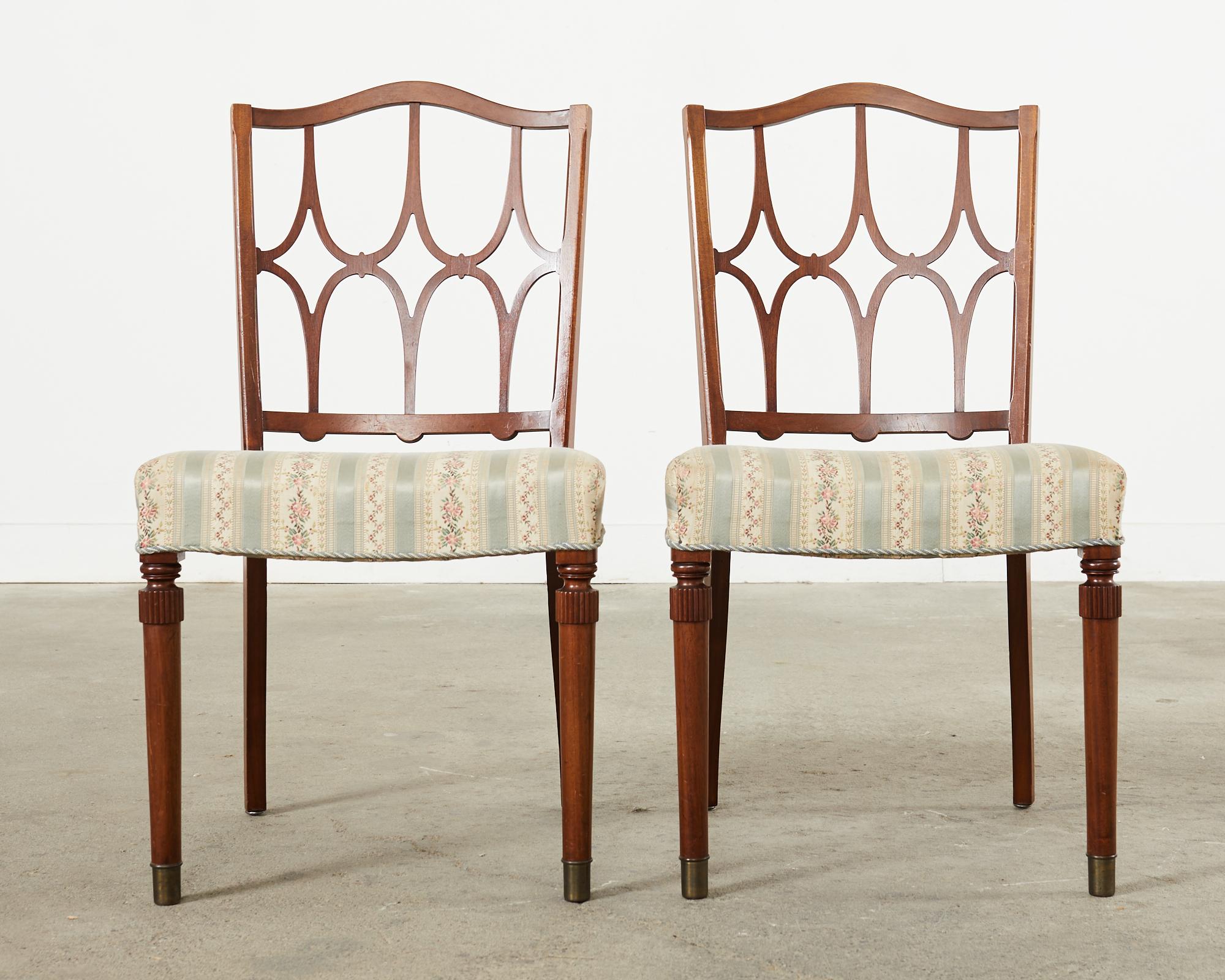 Hand-Crafted Set of Six Billy Haines Style Midcentury Dining Chairs For Sale