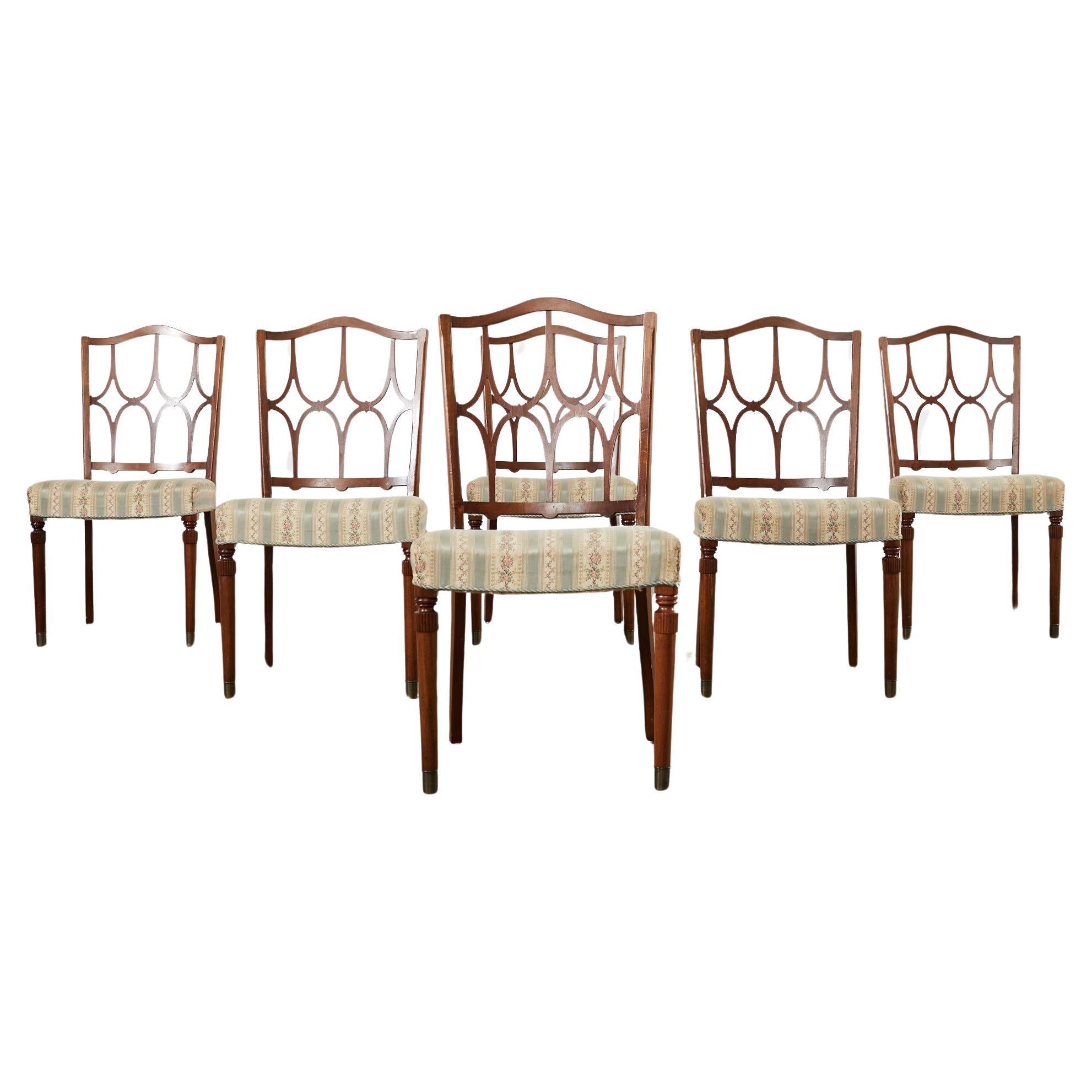 Set of Six Billy Haines Style Midcentury Dining Chairs For Sale