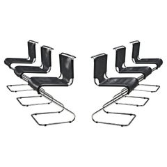 Set of Six 'Biscia' Chairs in Black Leather by Pascal Mourgue