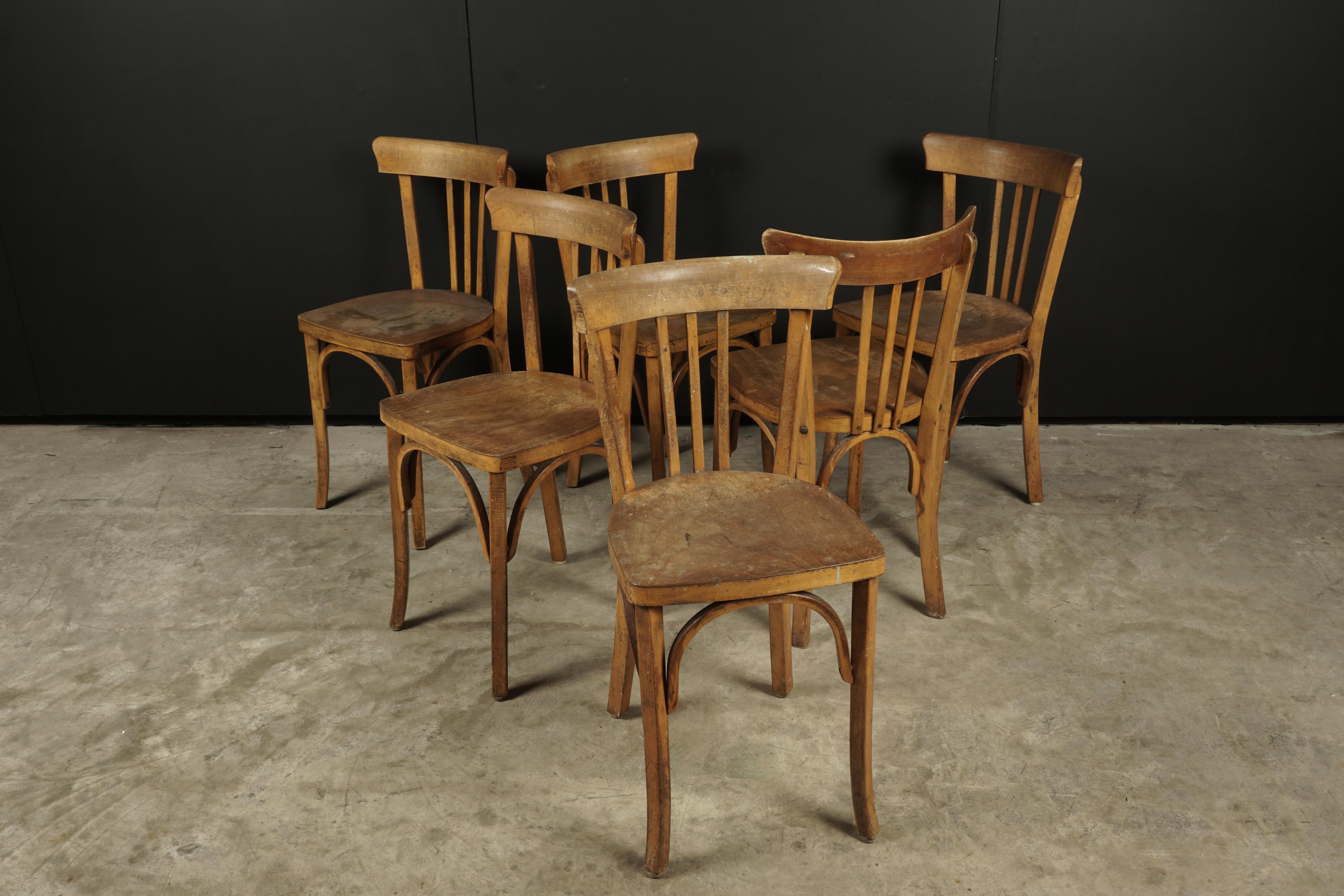 European Vintage Set of Six Bistro Chairs from France, 1960s