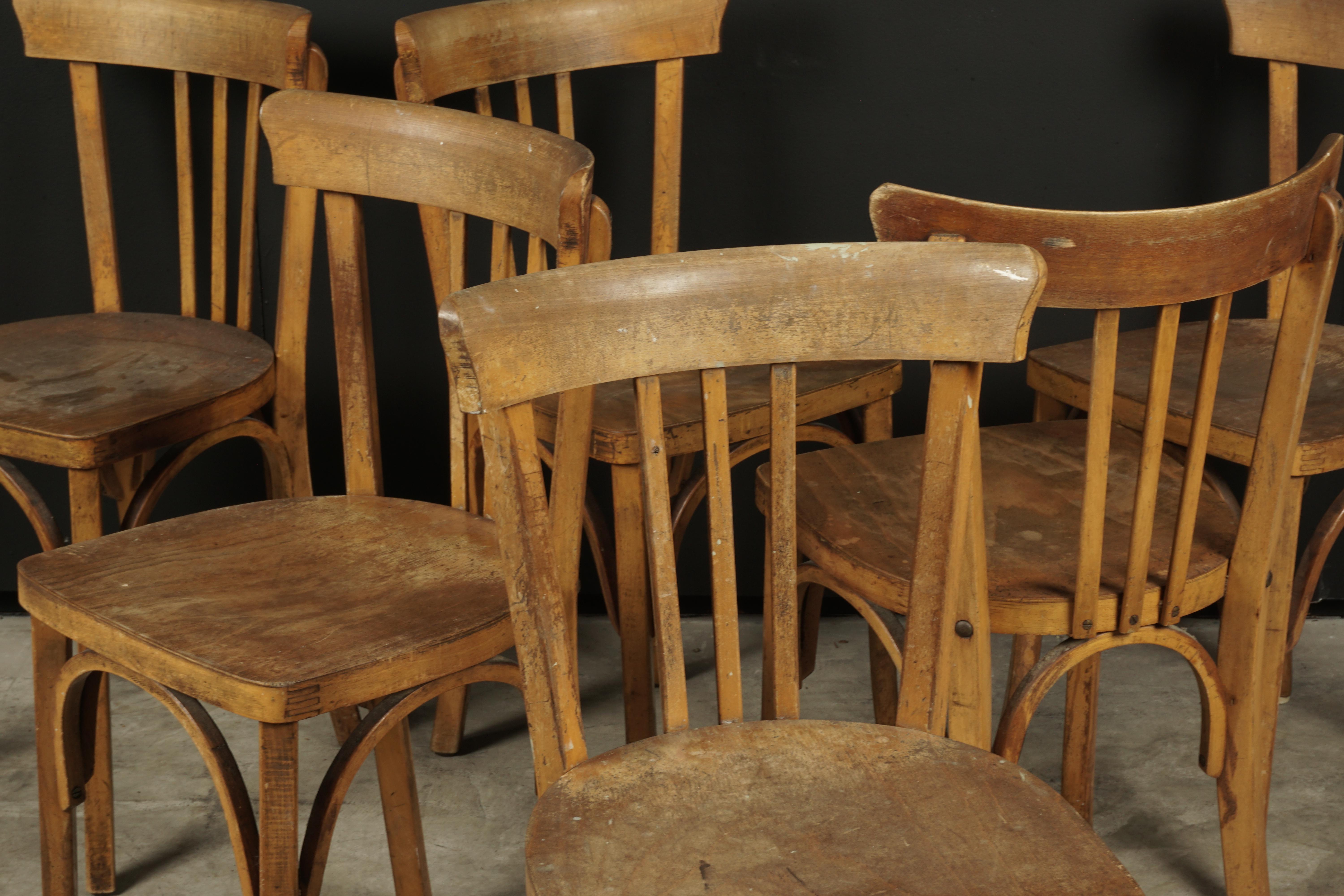 Vintage Set of Six Bistro Chairs from France, 1960s In Good Condition In Nashville, TN