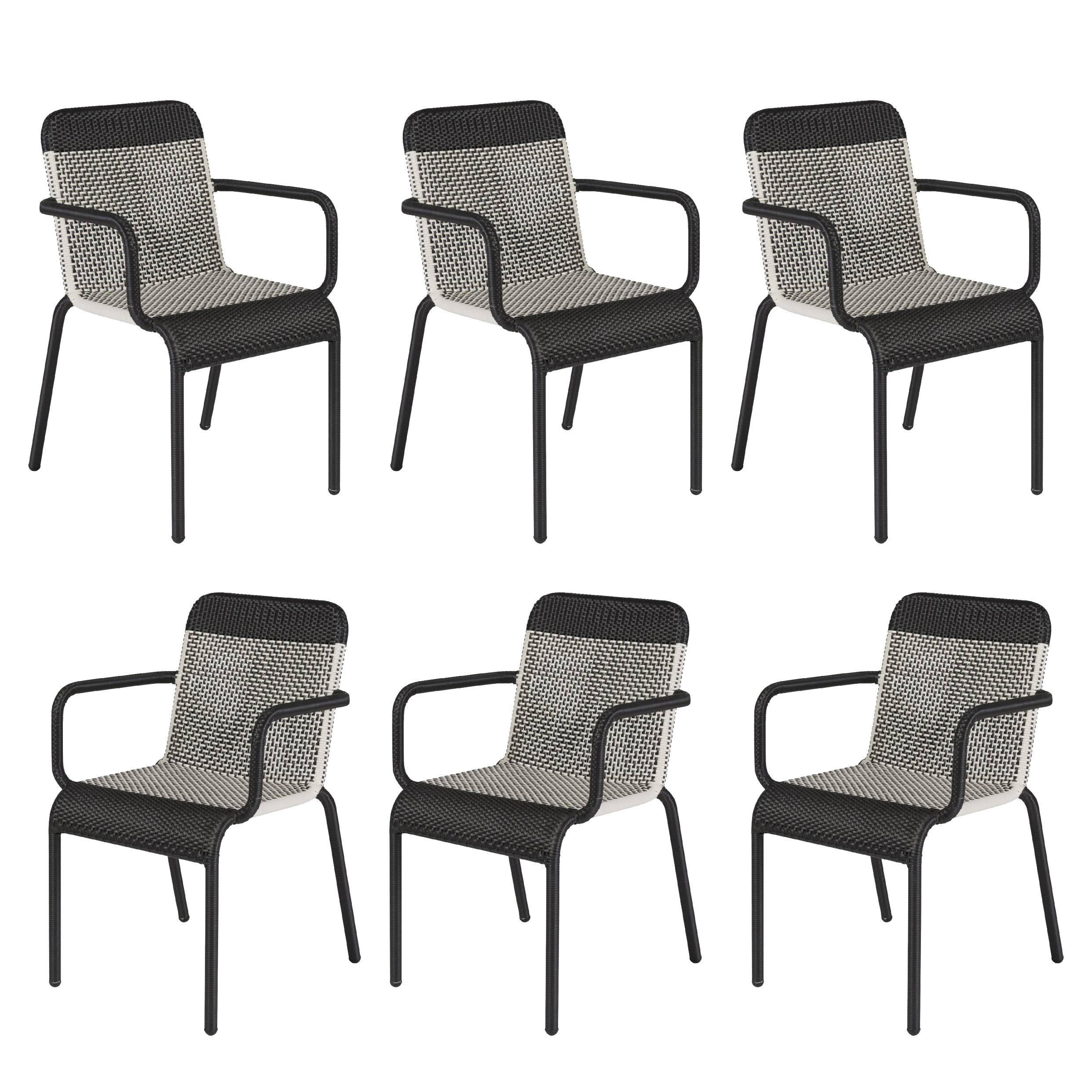 Set of Six Black and White Resin Stackable Chairs at 1stDibs black