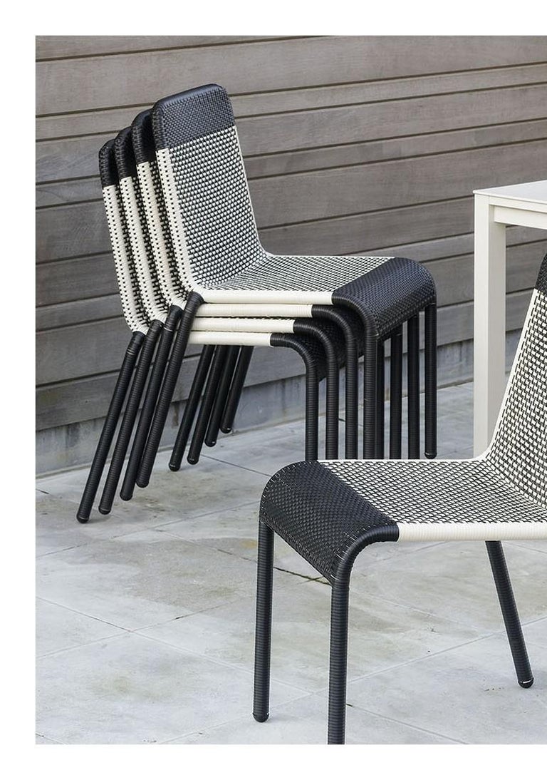 Set of Six Black and White Resin Stackable Chairs at 1stDibs black