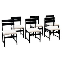 set of six black brutalist Belgian dining chairs