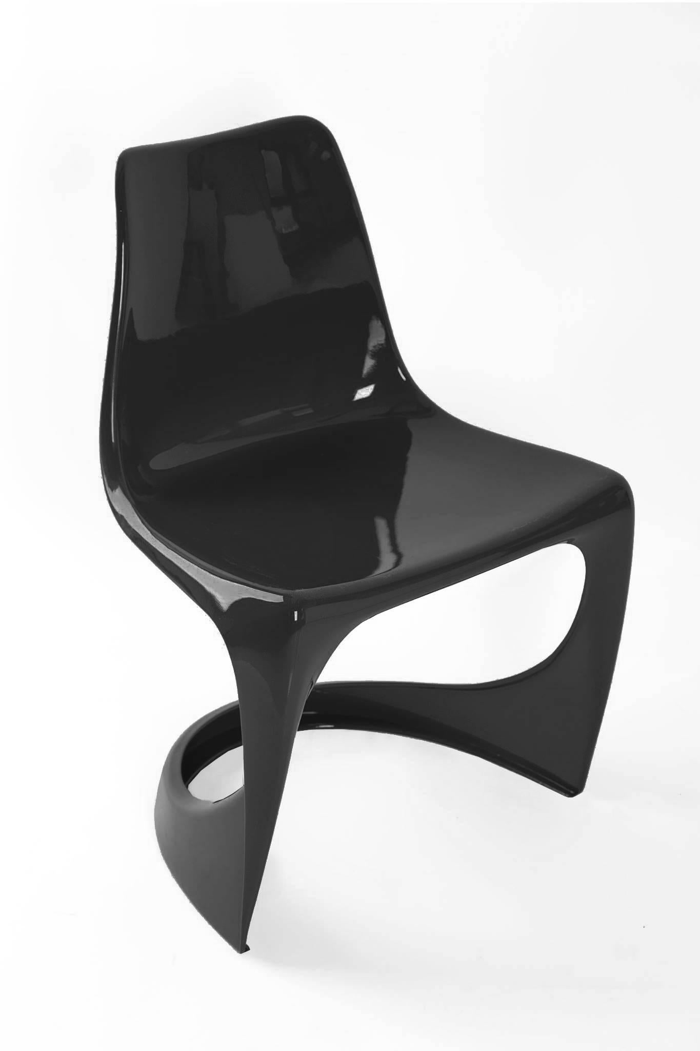 Satz von sechs schwarzen Cado Stühlen, Steen Østergaard, 1960er Jahre (Moderne der Mitte des Jahrhunderts) im Angebot