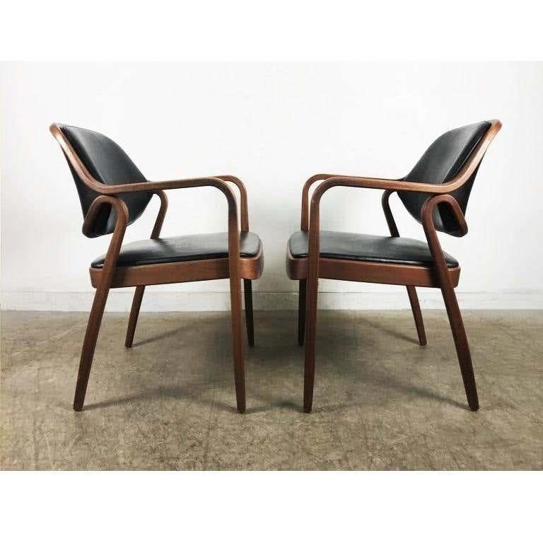 Mid-Century Modern Set of Six Black Don Petitt Bentwood Armchairs for Knoll