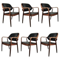 Retro Set of Six Black Don Petitt Bentwood Armchairs for Knoll