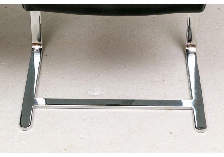 Set of Six Black Faux Leather MidCentury Style Chrome Chairs by Preview For Sale at 1stDibs