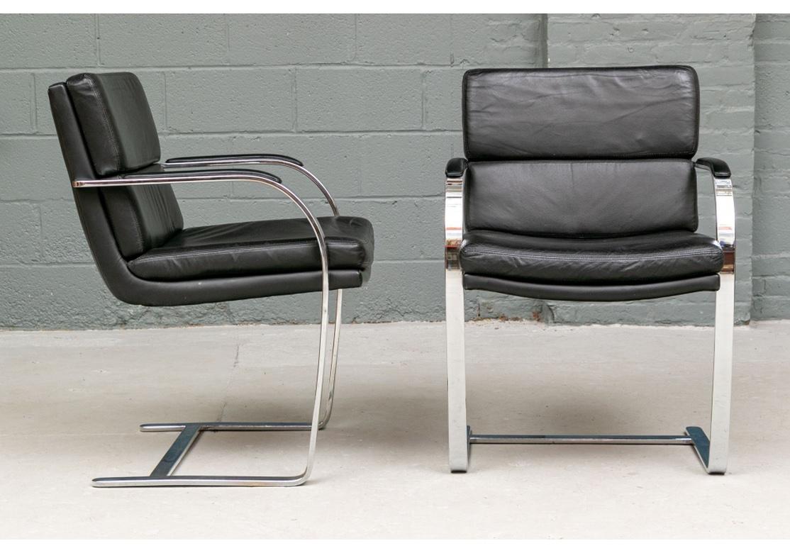 Set of Six Black Faux Leather Mid-Century Style Chrome Chairs by Preview  3