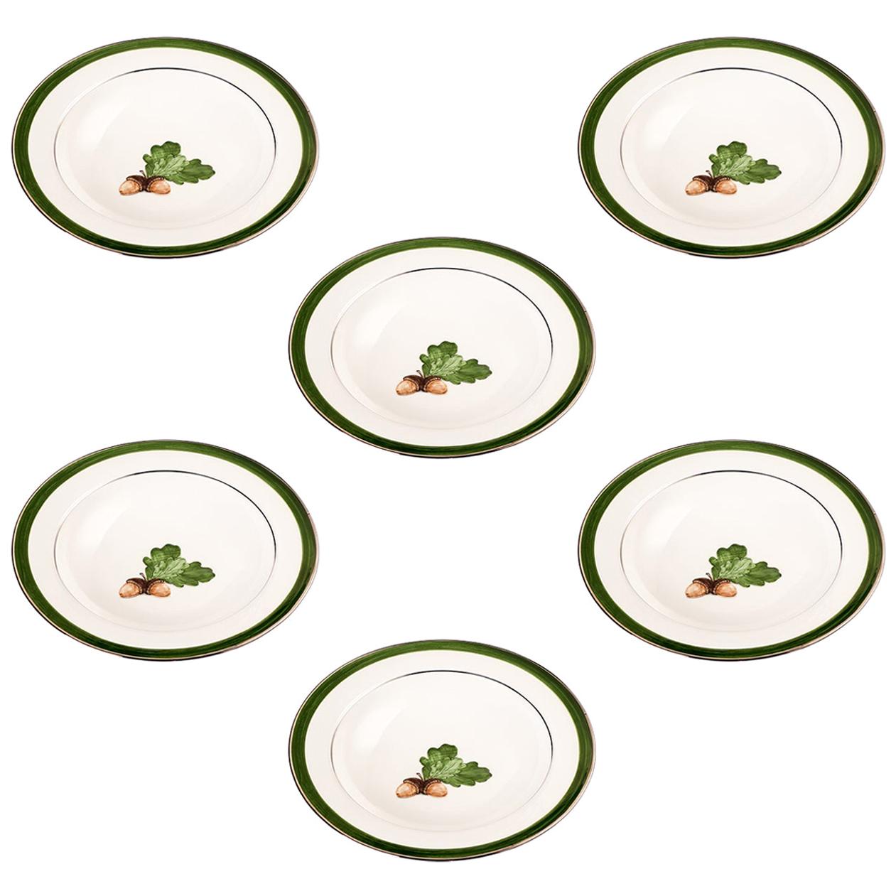 Set of Six Black Forest Hand Painted Soup Plates Sofina Boutique Kitzbühel For Sale