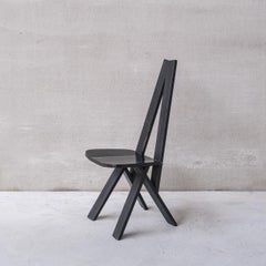 Set of Six Black French Pierre Chapo Midcentury Dining Chairs