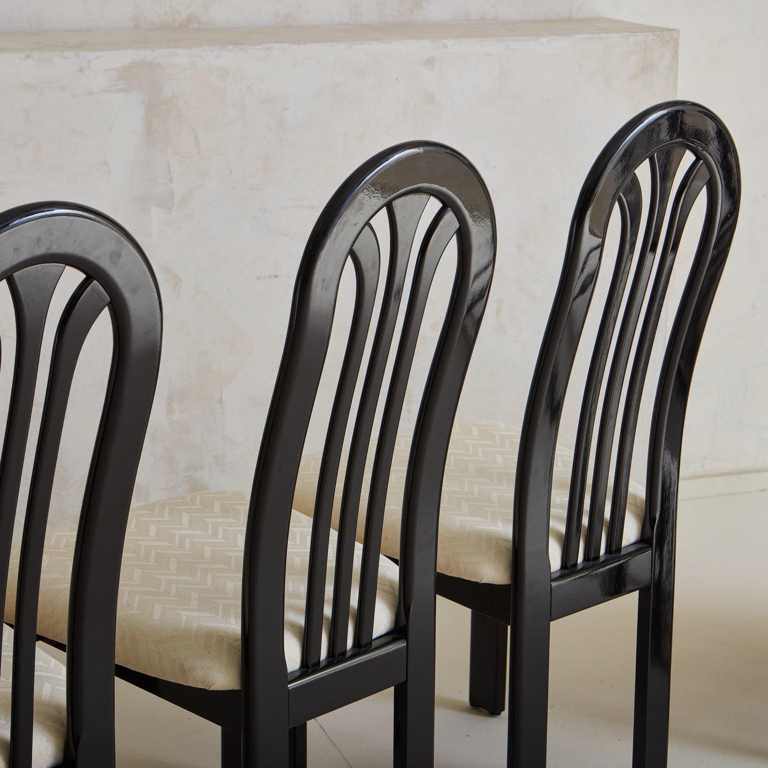Set of Six Black Lacquered Dining Chairs by Lübke for Roche Bobois, 1980s 3