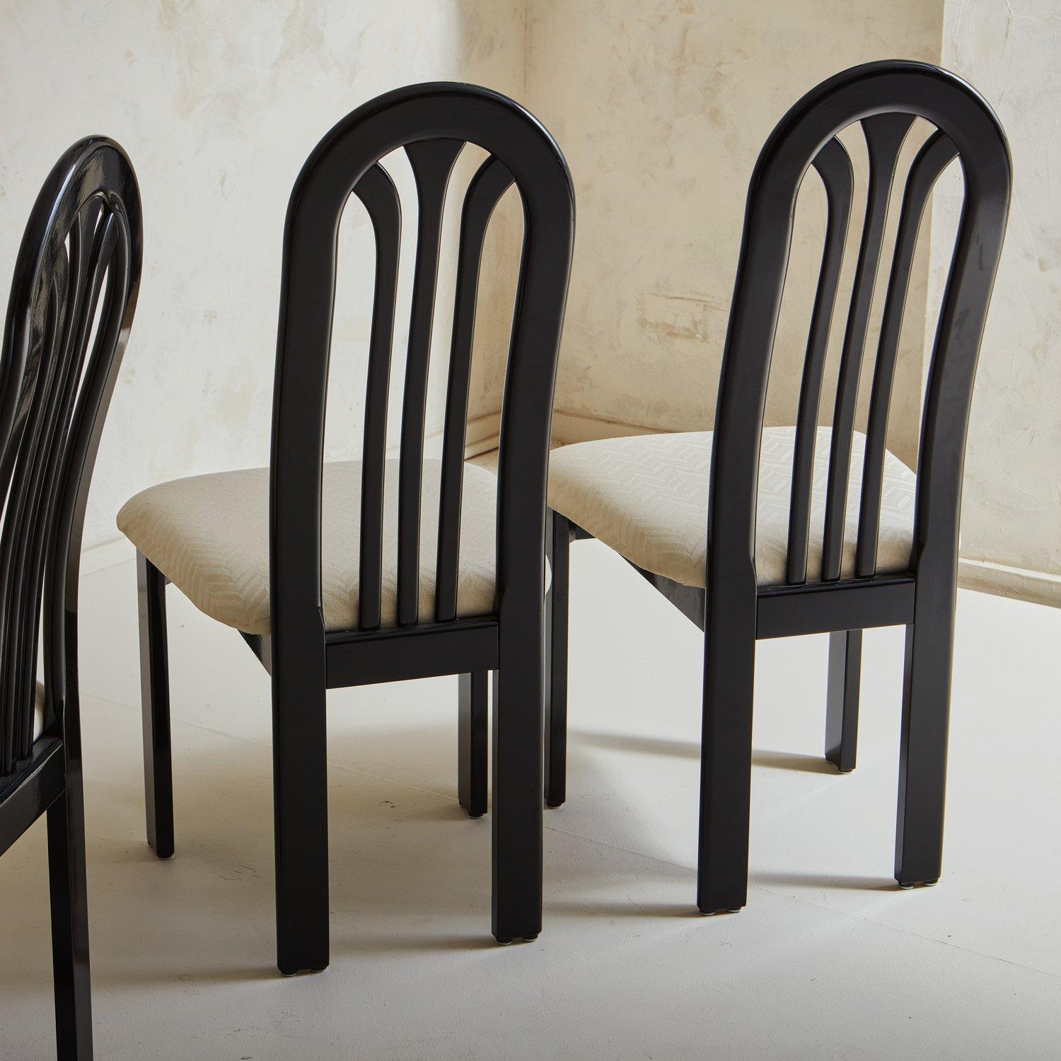 Set of Six Black Lacquered Dining Chairs by Lübke for Roche Bobois, 1980s 4