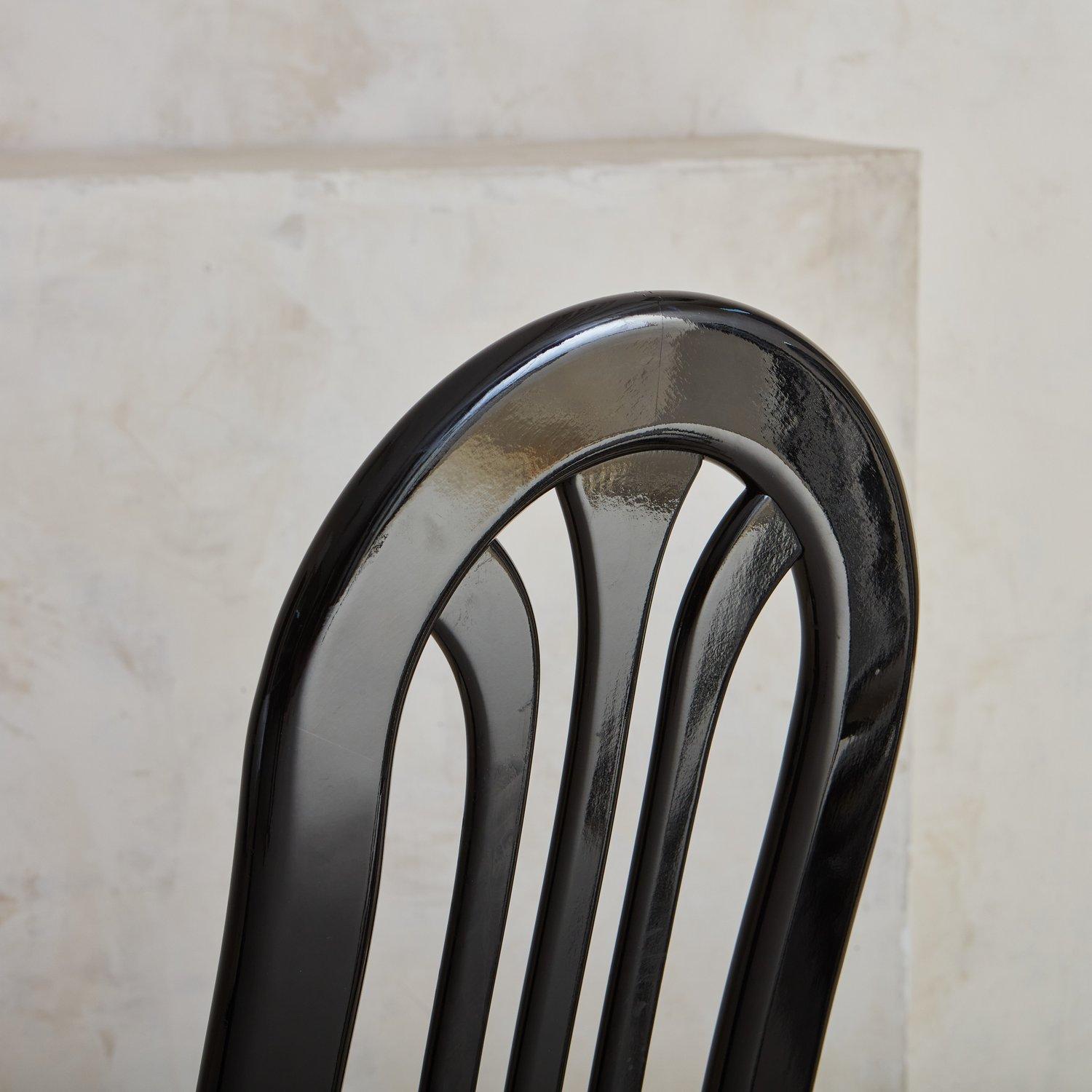 Set of Six Black Lacquered Dining Chairs by Lübke for Roche Bobois, 1980s 6