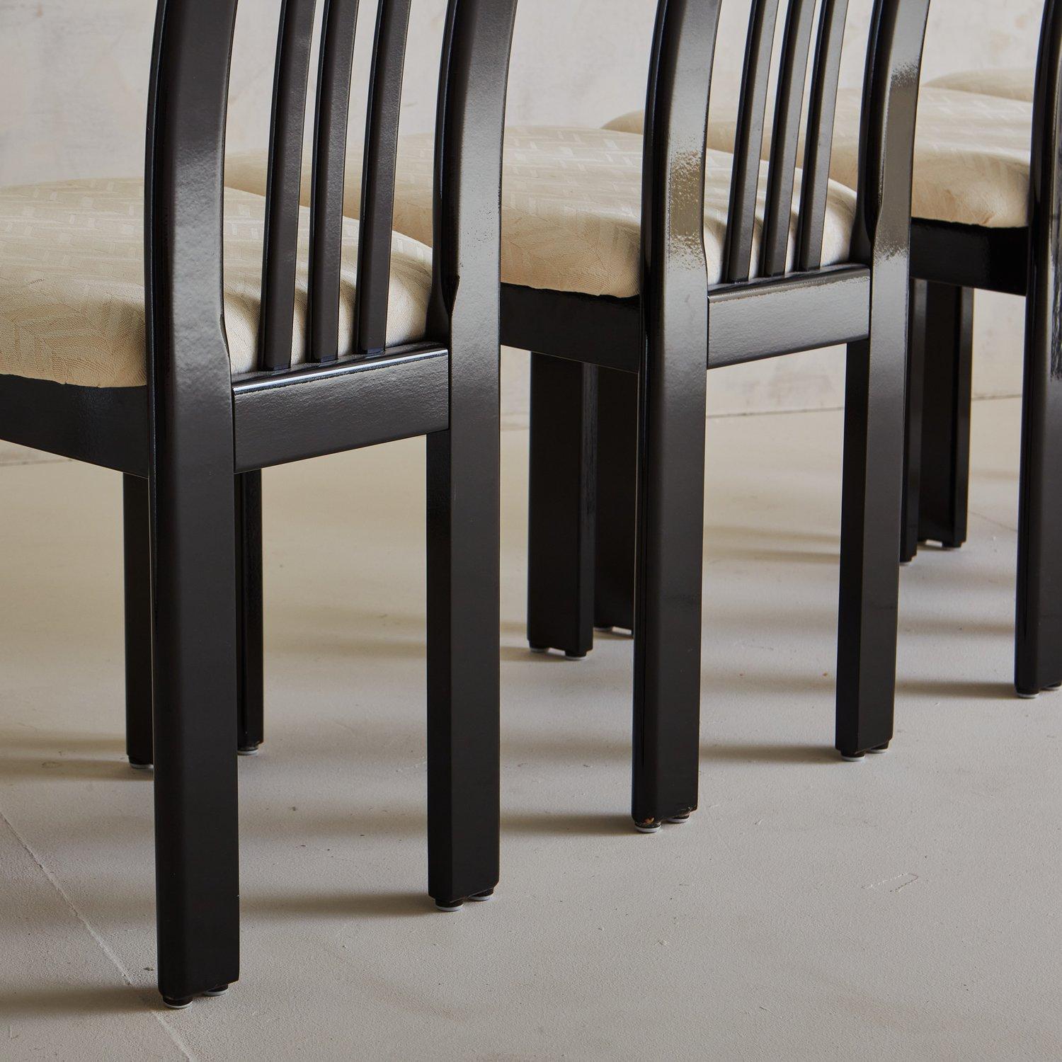Set of Six Black Lacquered Dining Chairs by Lübke for Roche Bobois, 1980s 8