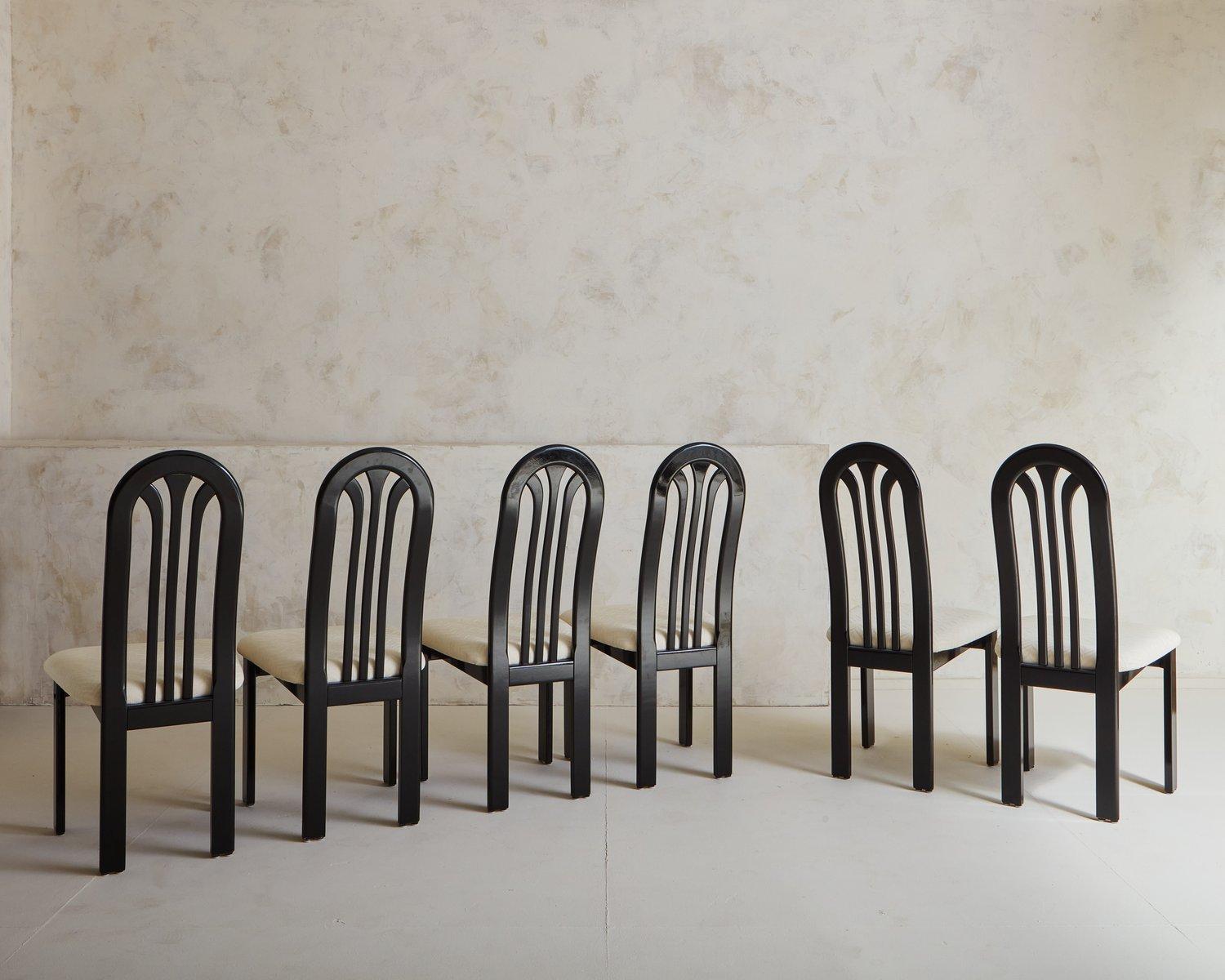 German Set of Six Black Lacquered Dining Chairs by Lübke for Roche Bobois, 1980s