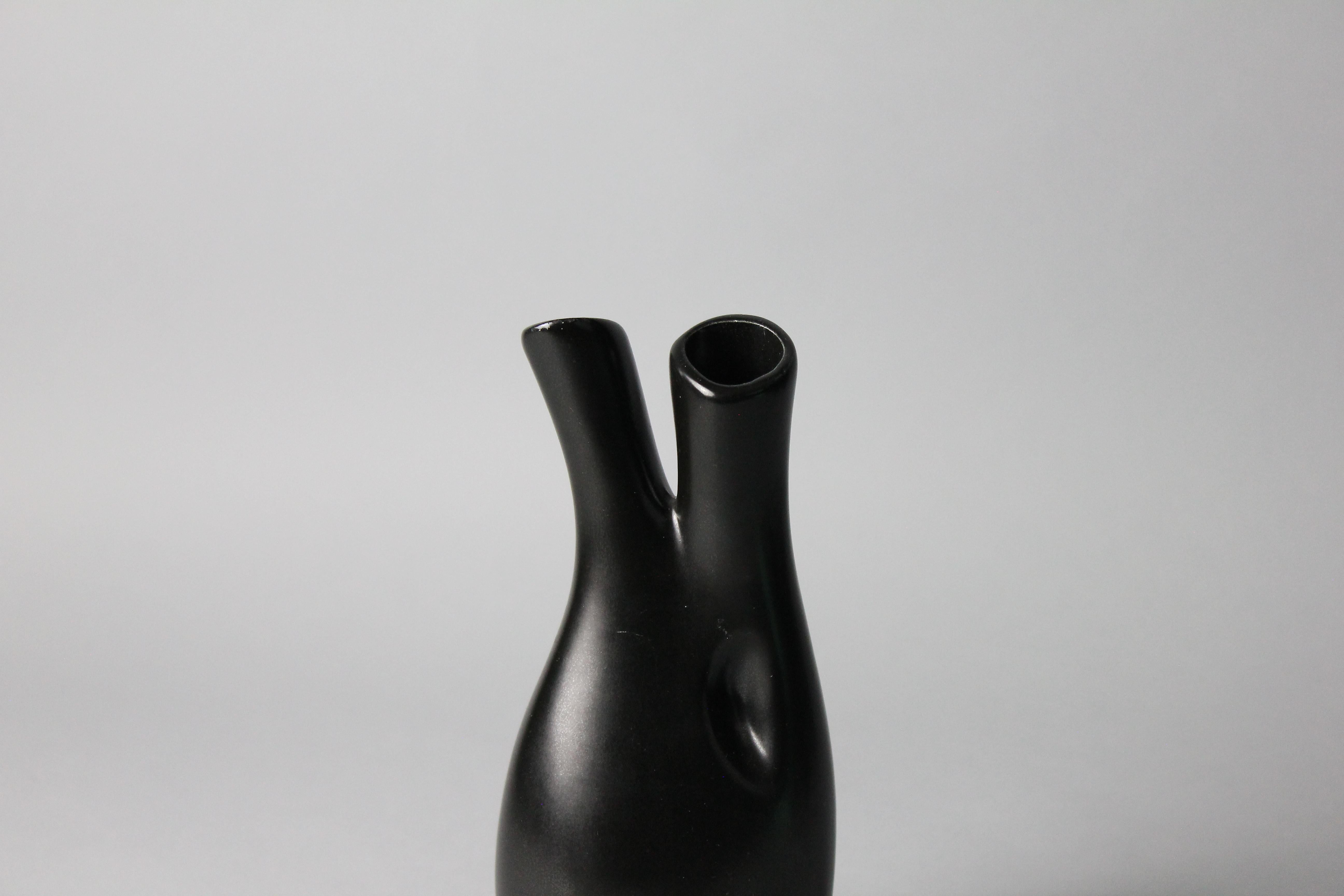 Set of Six Black Mangania Vases Lillemor Mannerheim Sweden Mid Century Modern For Sale 2
