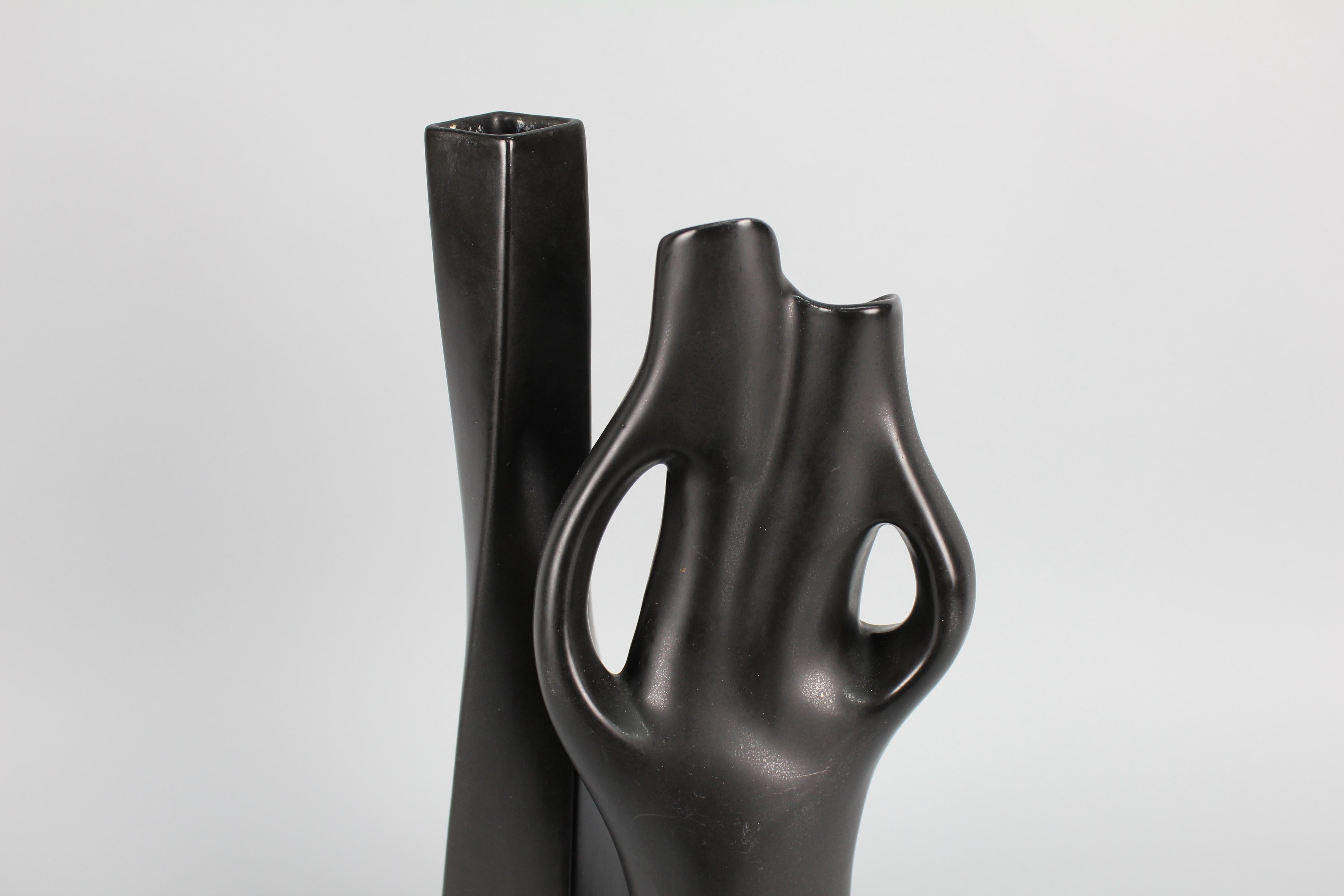 Set of Six Black Mangania Vases Lillemor Mannerheim Sweden Mid Century Modern For Sale 3