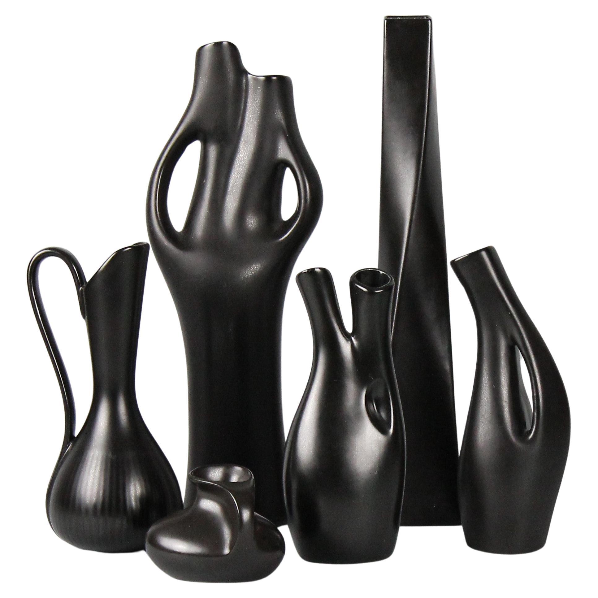 Set of six stoneware vases 
