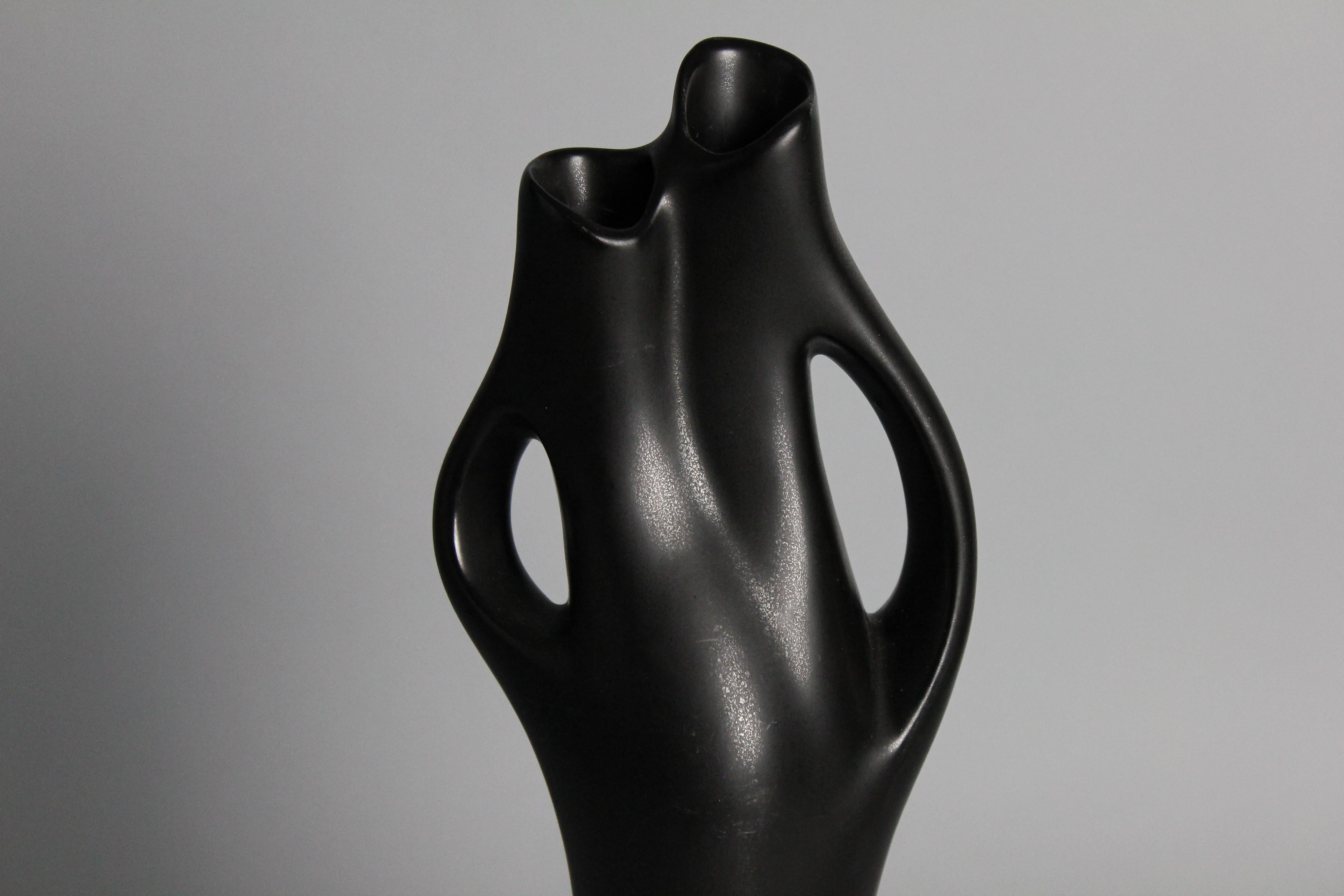 Mid-Century Modern Set of Six Black Mangania Vases Lillemor Mannerheim Sweden Mid Century Modern For Sale