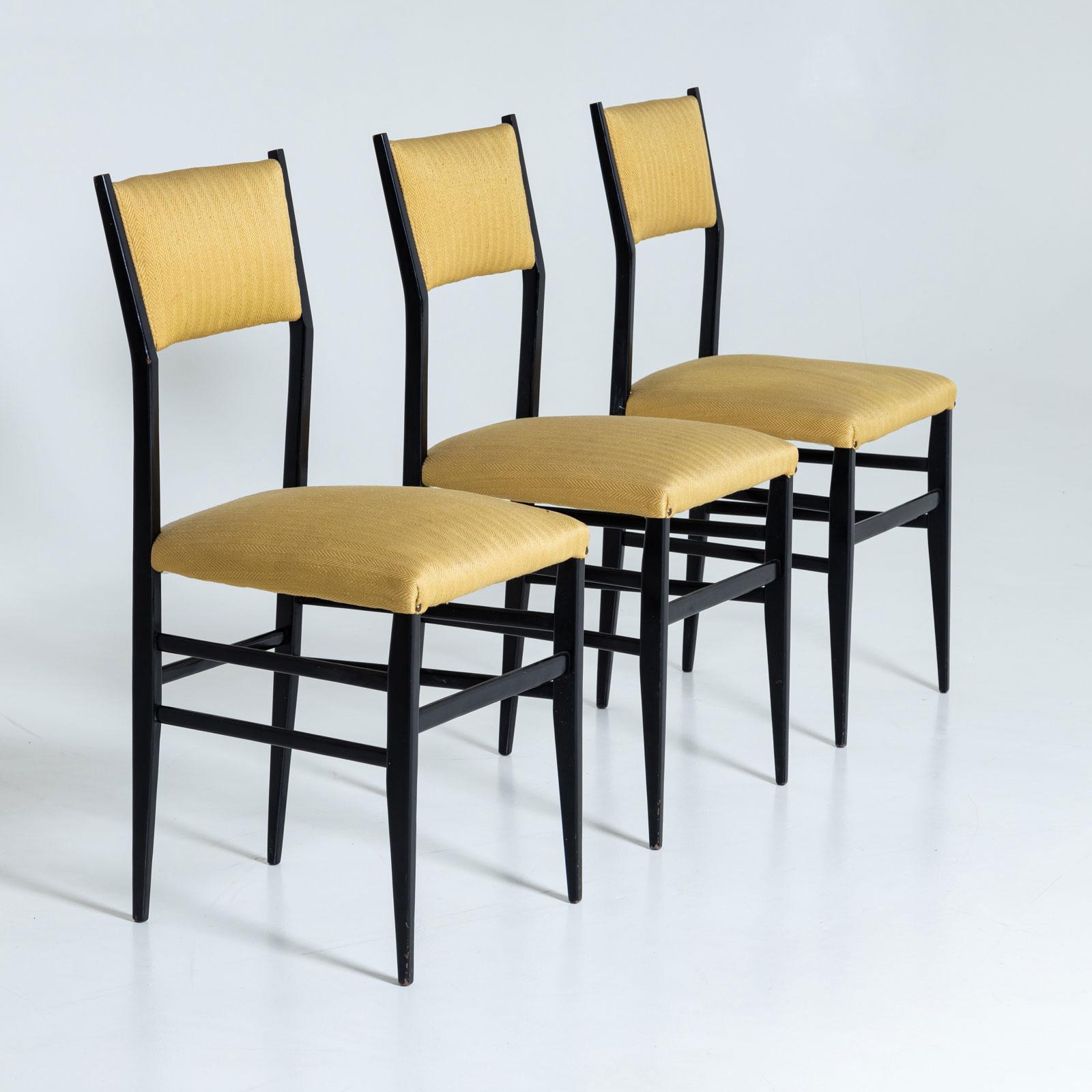Set of six black Superleggera Chairs by Giò Ponti, Italy Mid-20th Century For Sale 4