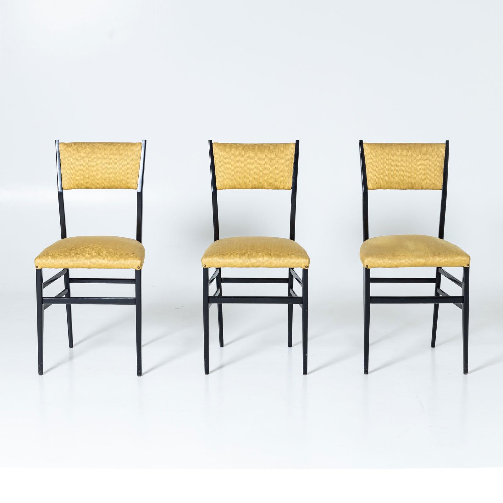 Set of six black Superleggera Chairs by Giò Ponti, Italy Mid-20th Century For Sale 6