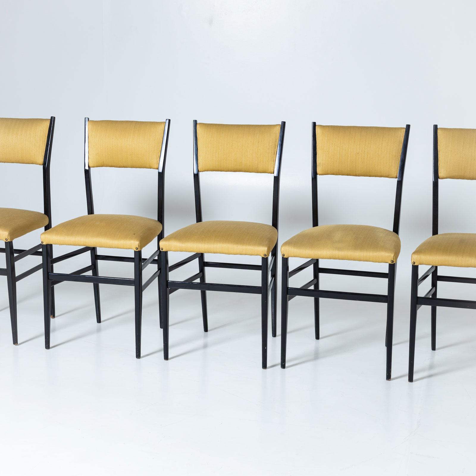 Set of six black Superleggera Chairs by Giò Ponti, Italy Mid-20th Century For Sale 8