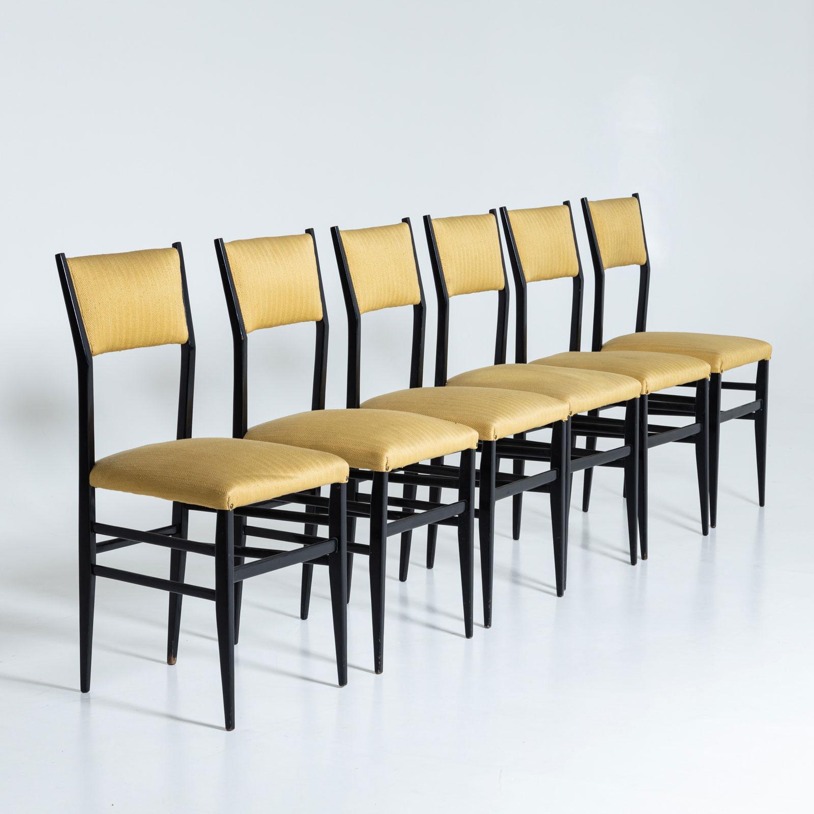 Set of six black Superleggera Chairs by Giò Ponti, Italy Mid-20th Century For Sale 9