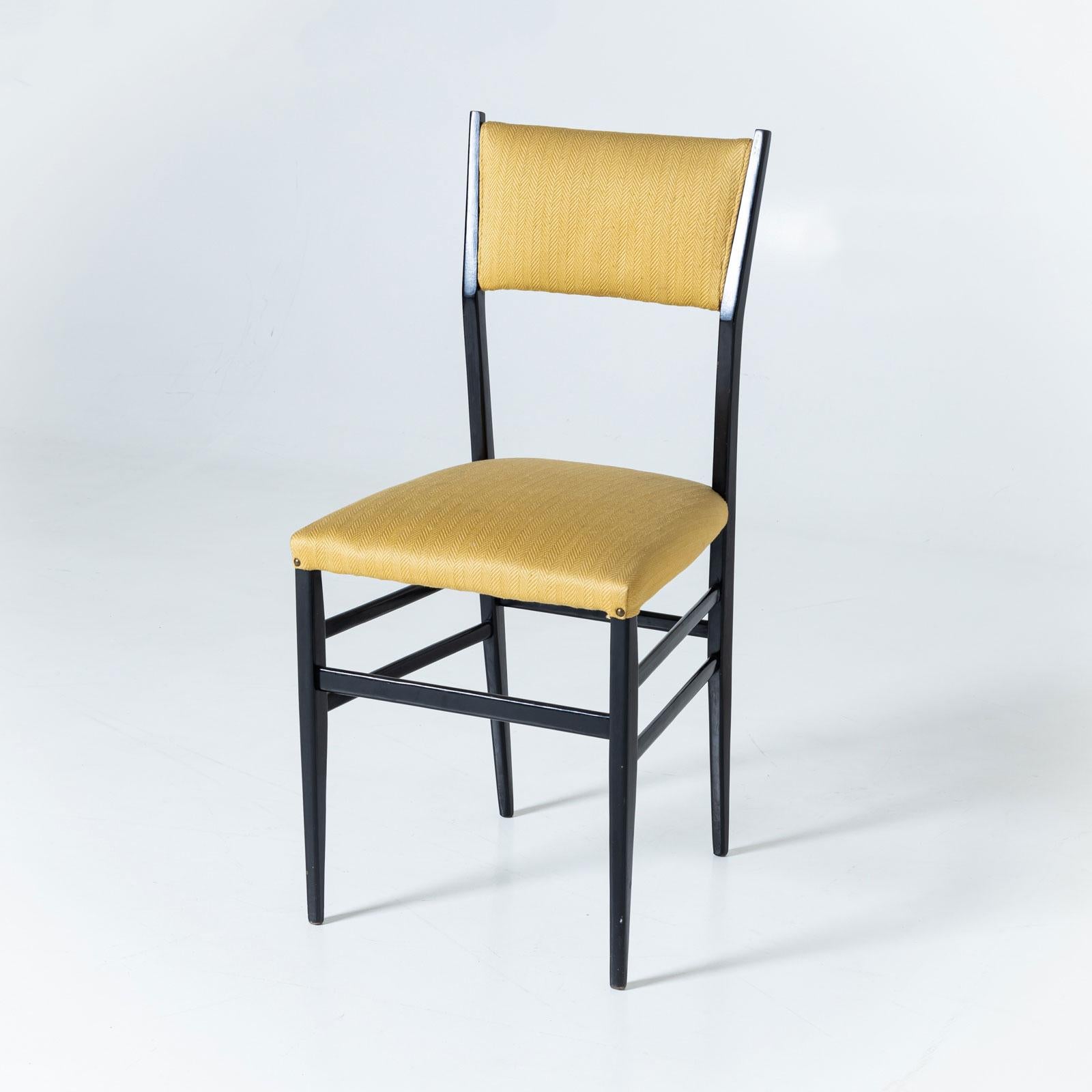 Fabric Set of six black Superleggera Chairs by Giò Ponti, Italy Mid-20th Century For Sale