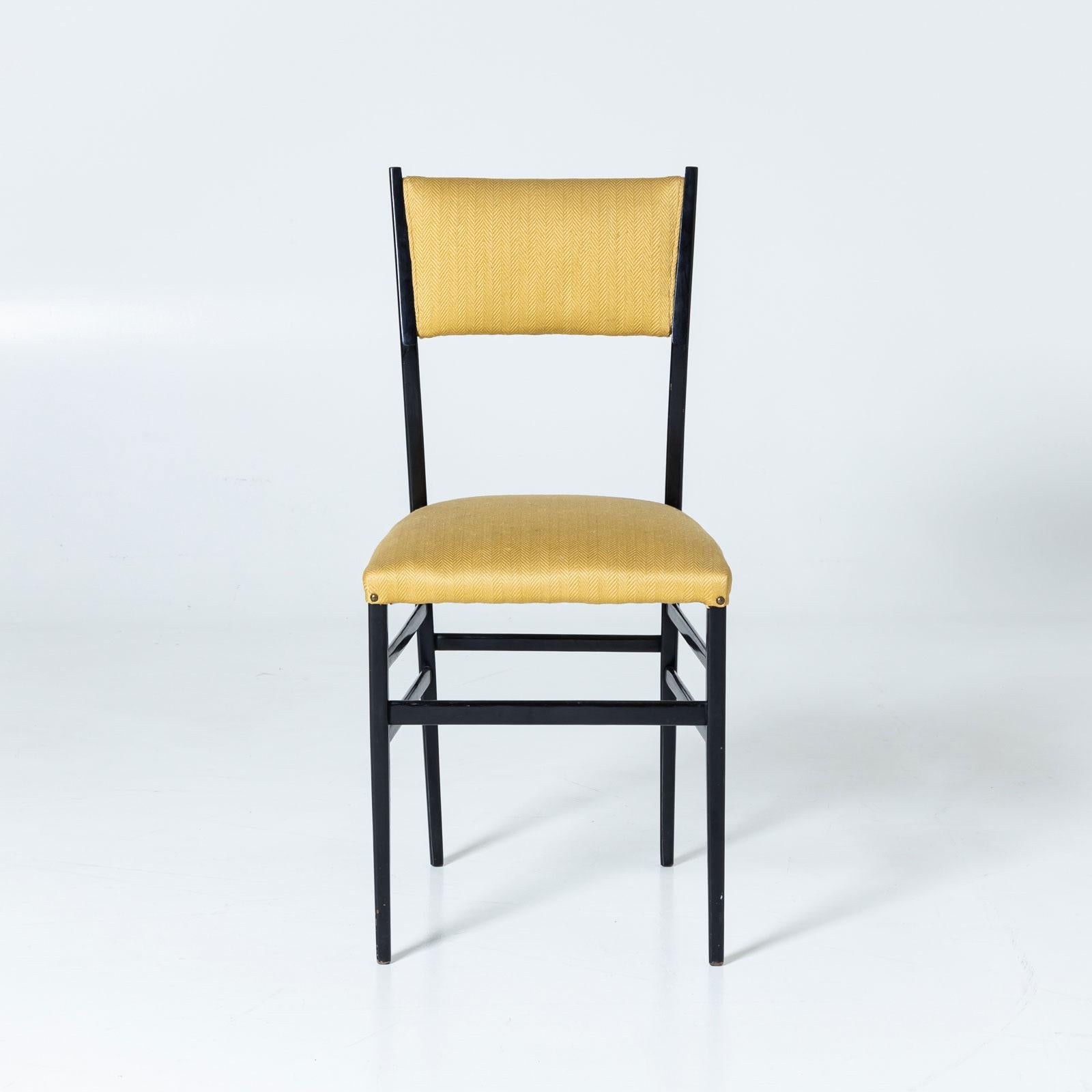 Set of six black Superleggera Chairs by Giò Ponti, Italy Mid-20th Century For Sale 2
