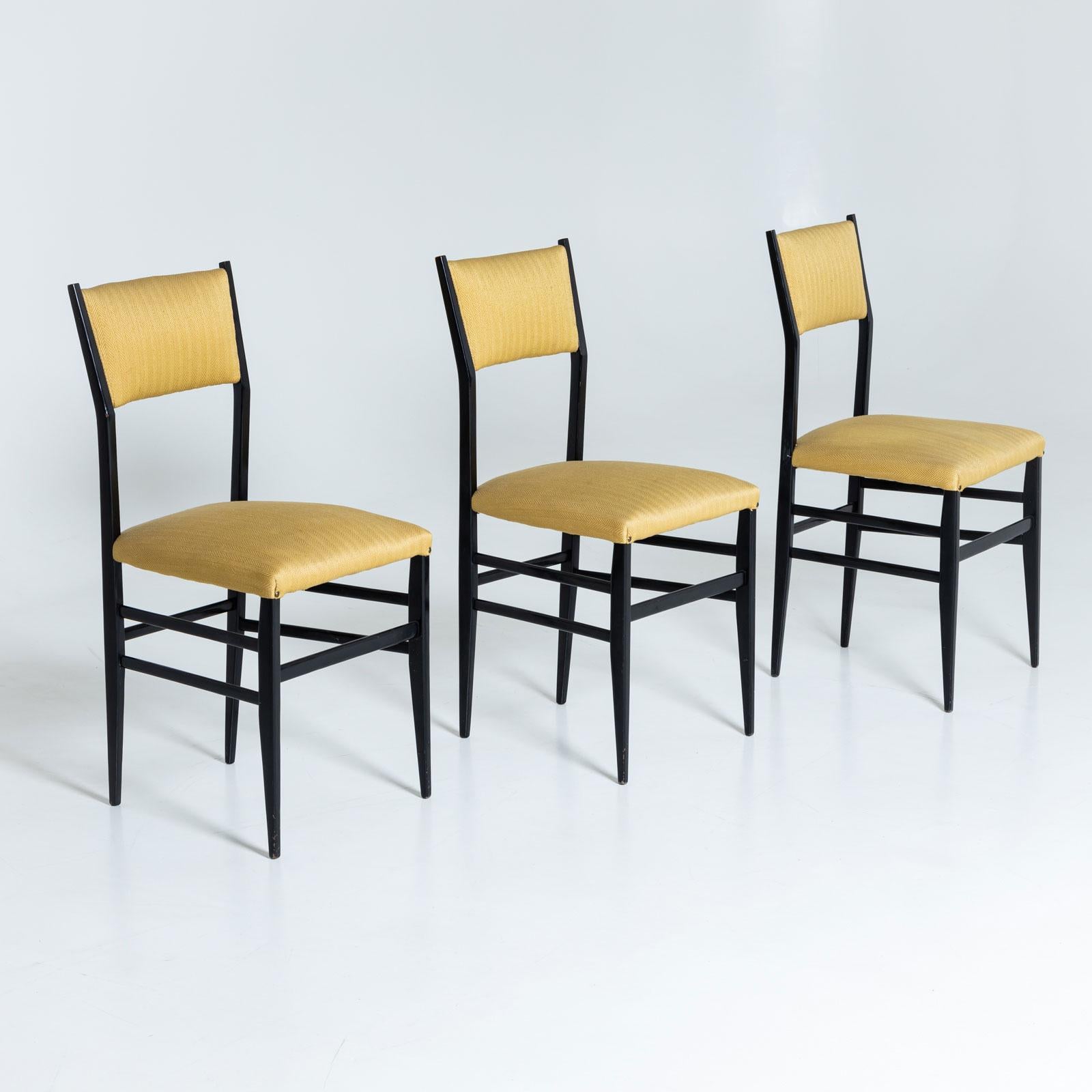 Set of six black Superleggera Chairs by Giò Ponti, Italy Mid-20th Century For Sale 3