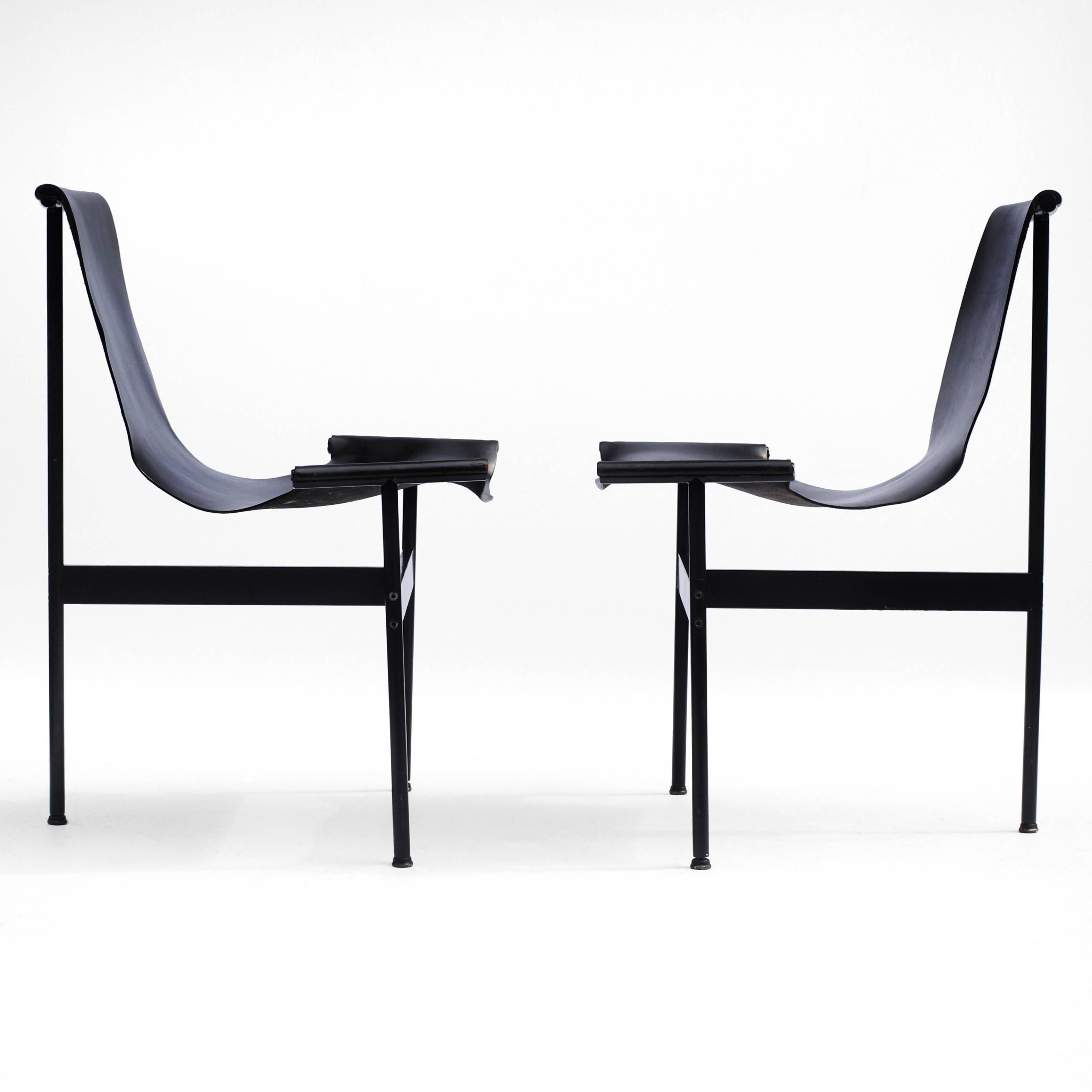 Mid-Century Modern Set of Six Black T-Chairs by William Katavolos for Laverne International