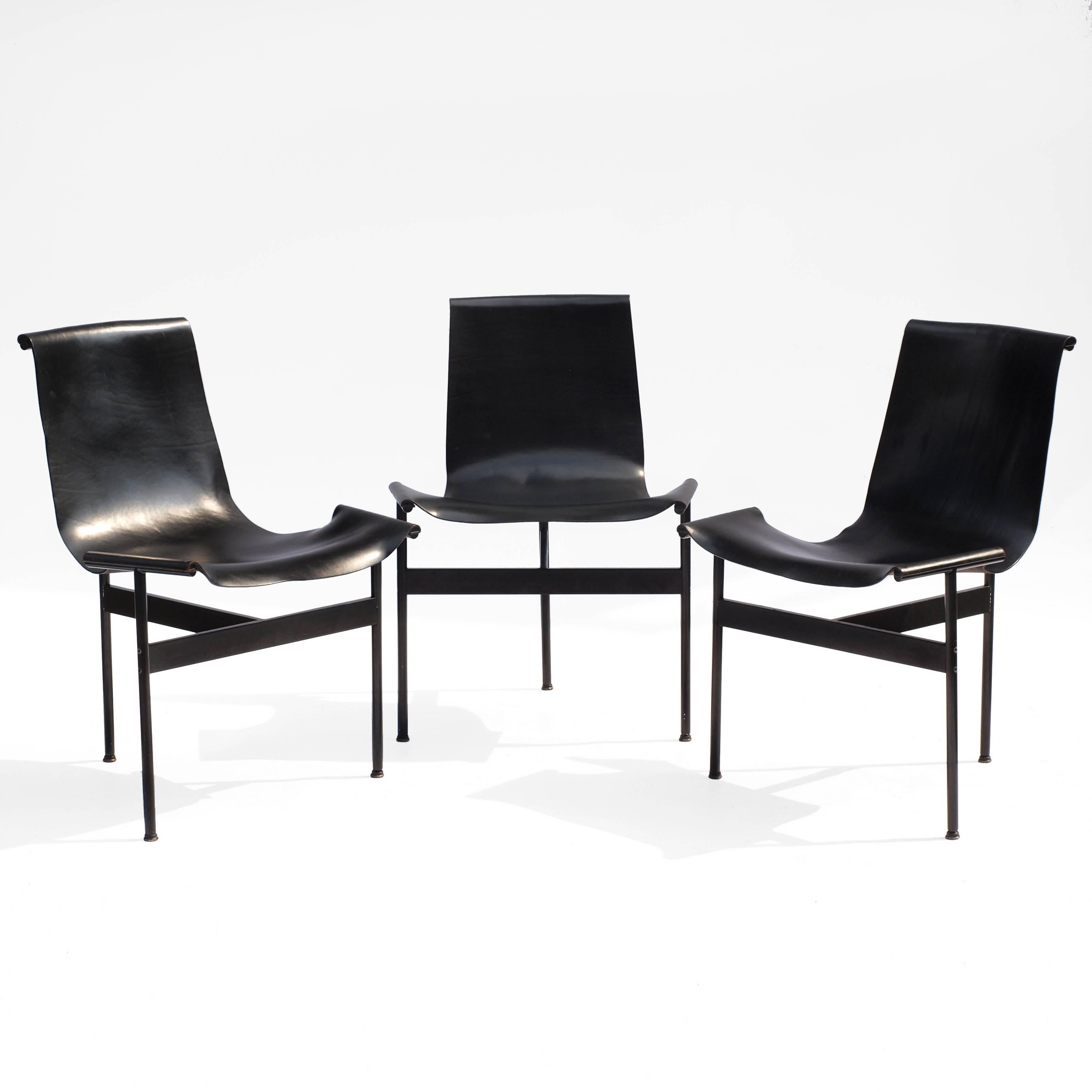 Set of Six Black T-Chairs by William Katavolos for Laverne International 1